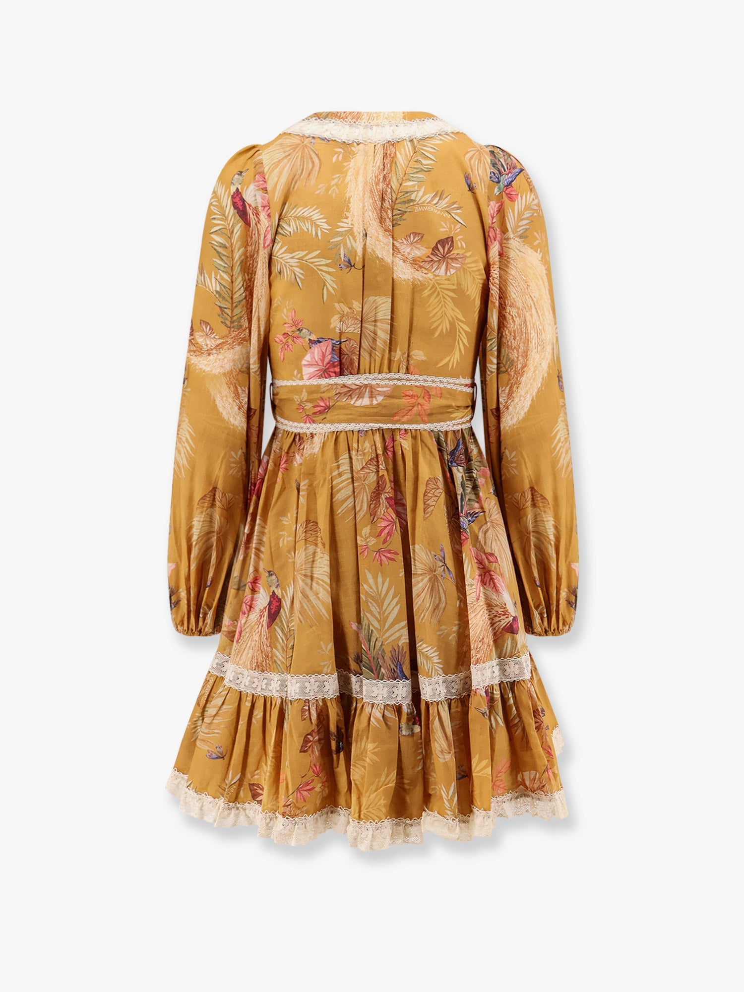 Zimmermann Frill Cotton Short Dress With Floral Print