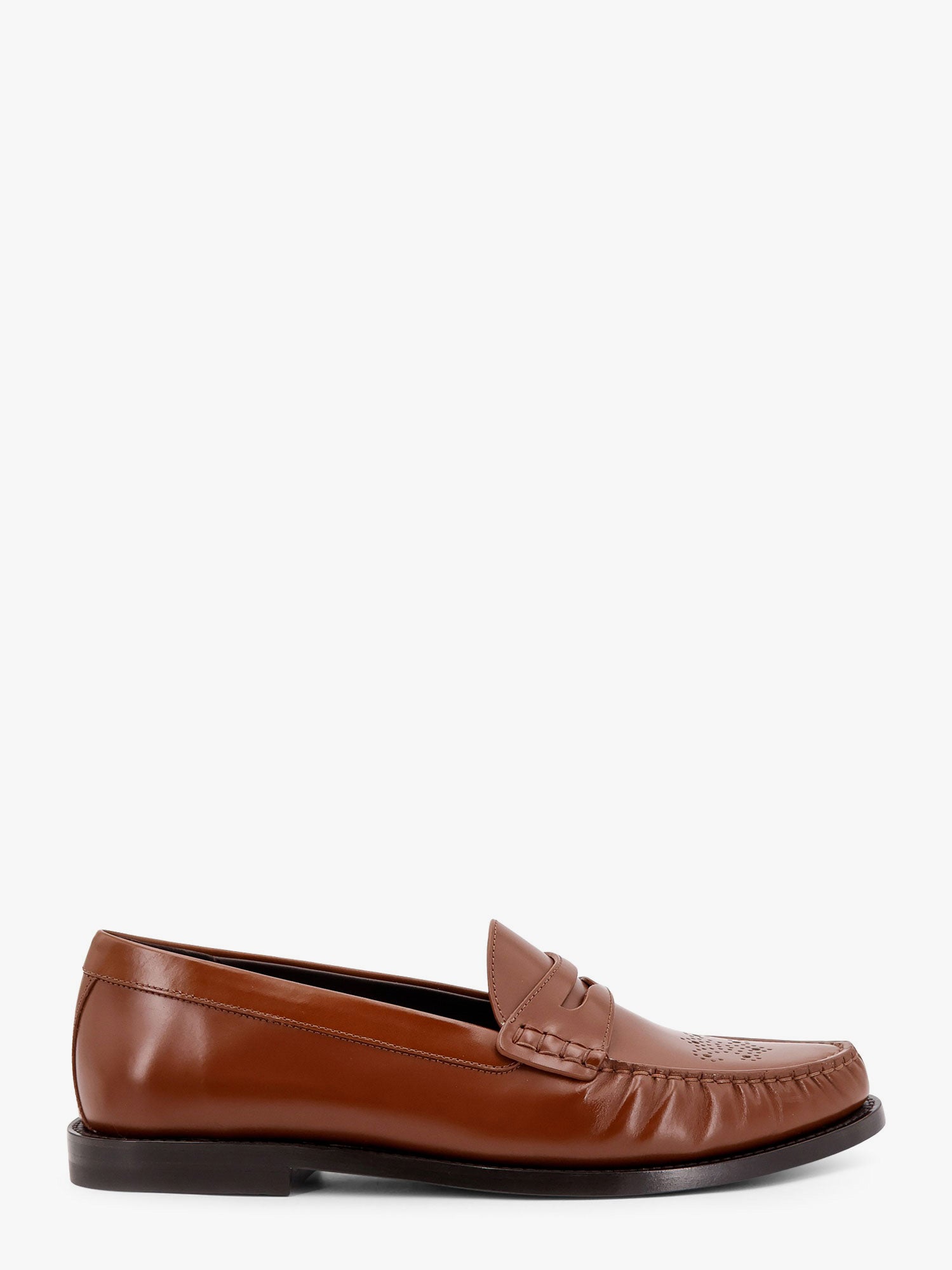Celine Vivienne Leather Loafer With Perforated Triomphe Logo