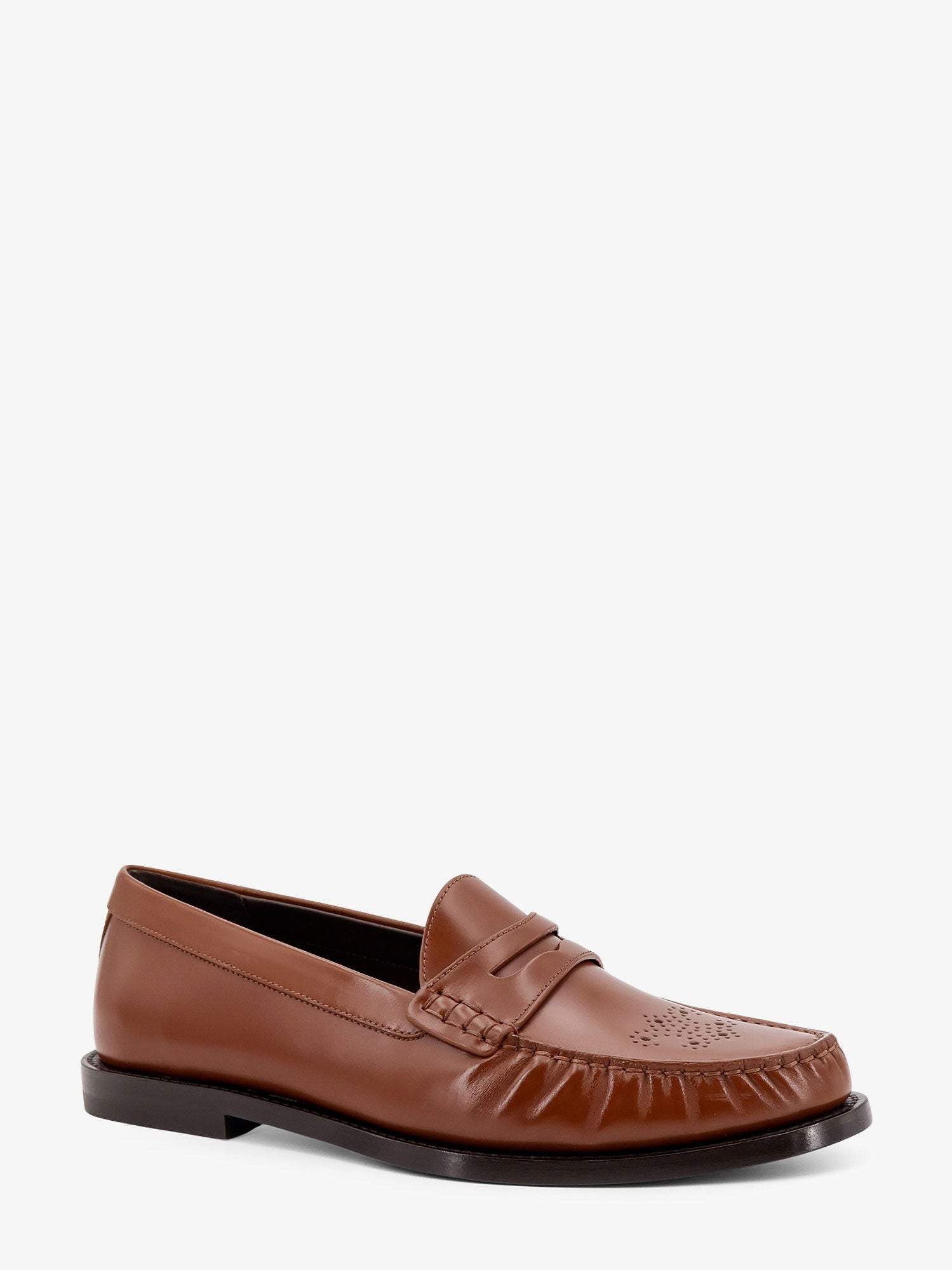 Celine Vivienne Leather Loafer With Perforated Triomphe Logo