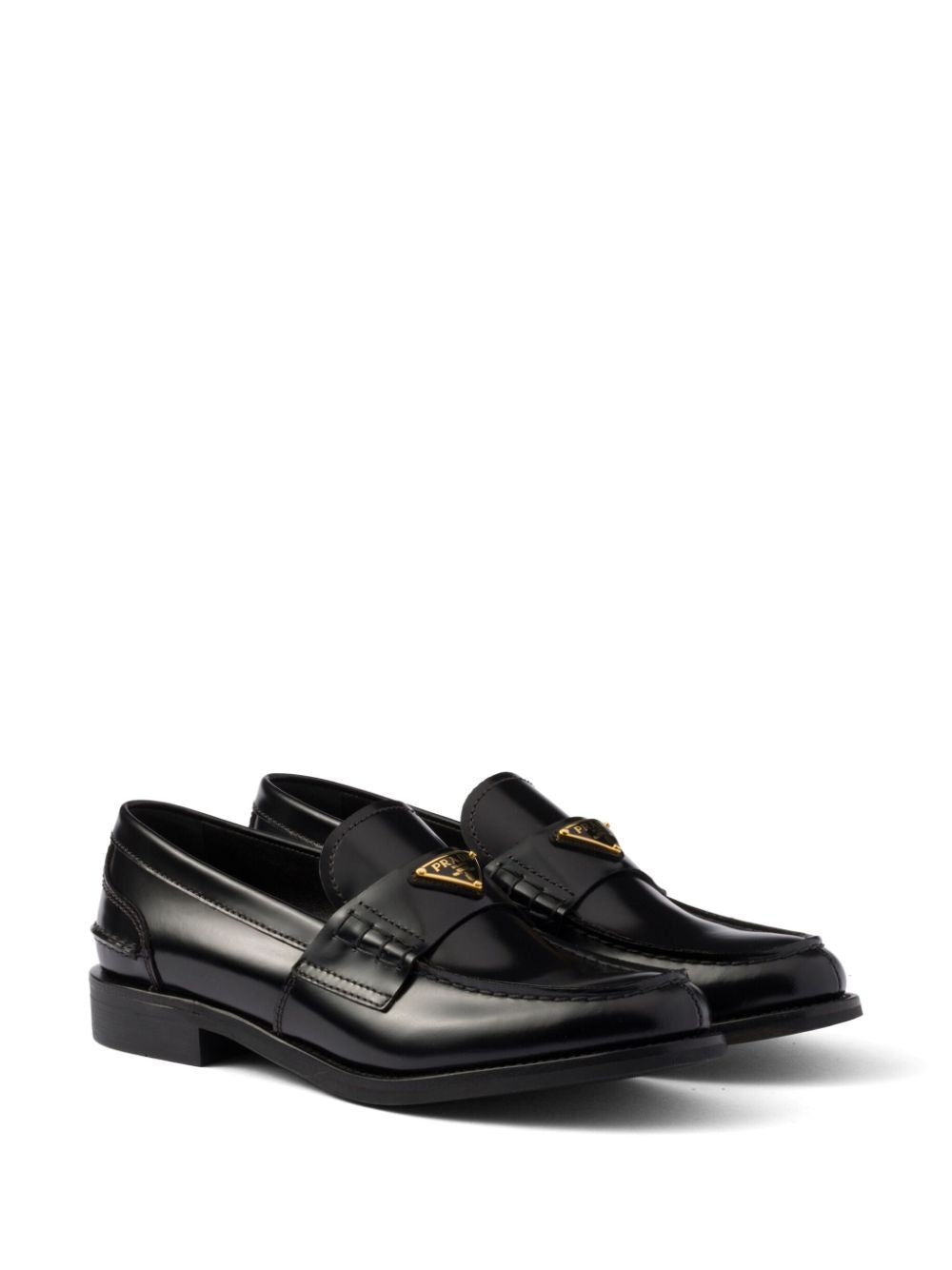 Prada Brushed Leather Loafers With Leather Band