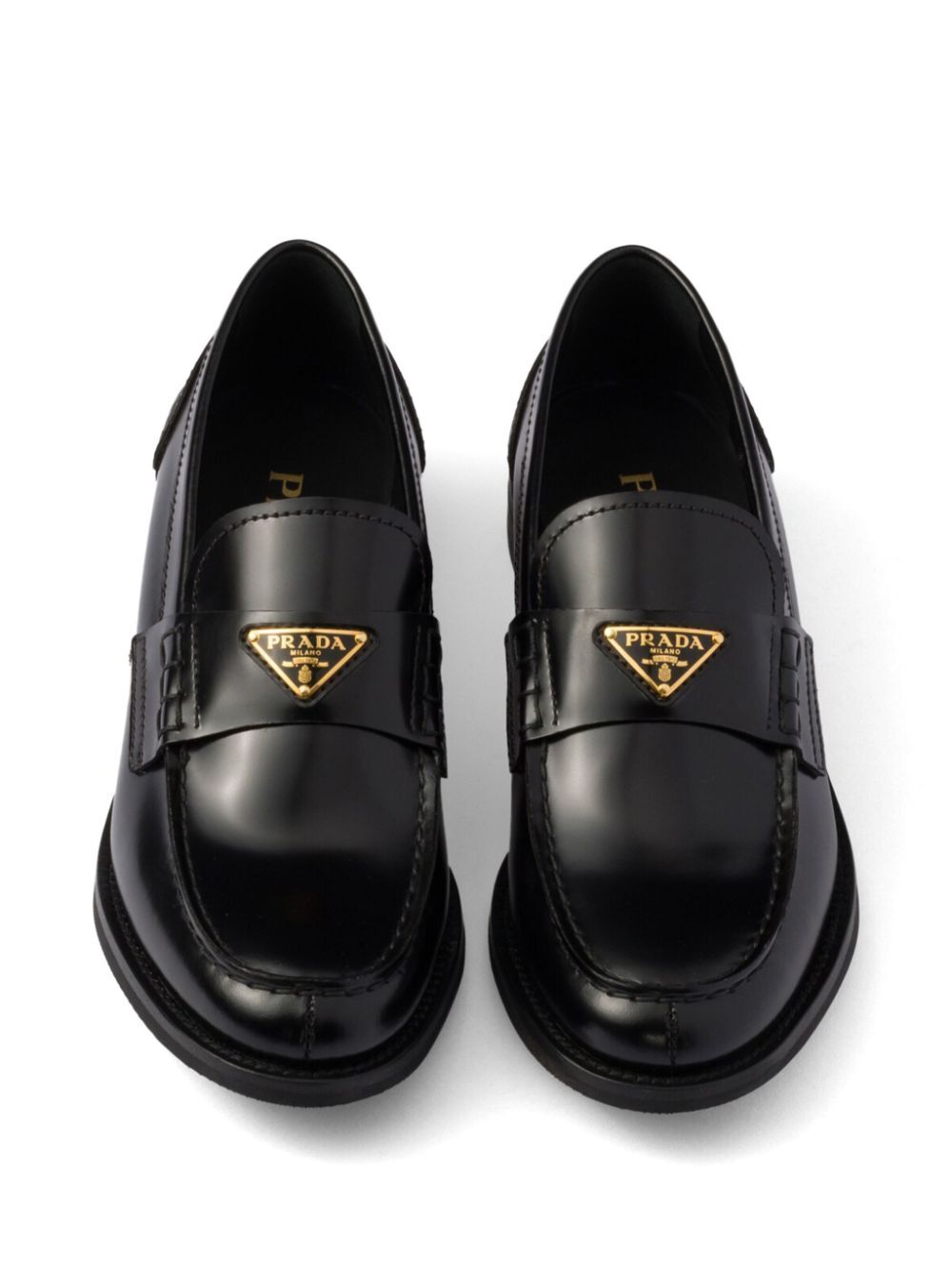 Prada Brushed Leather Loafers With Leather Band