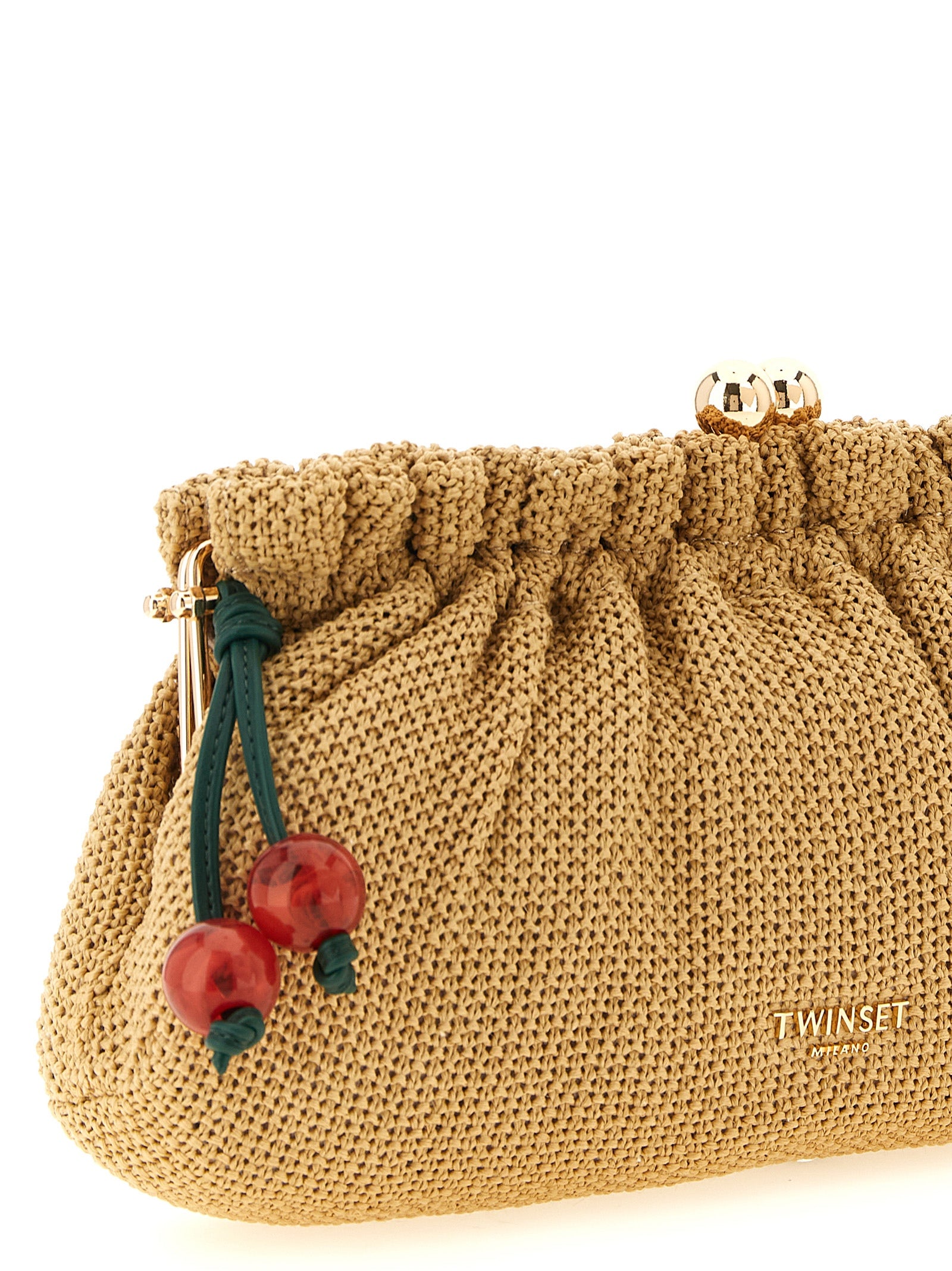 Twin Set Braided Raffia Clutch