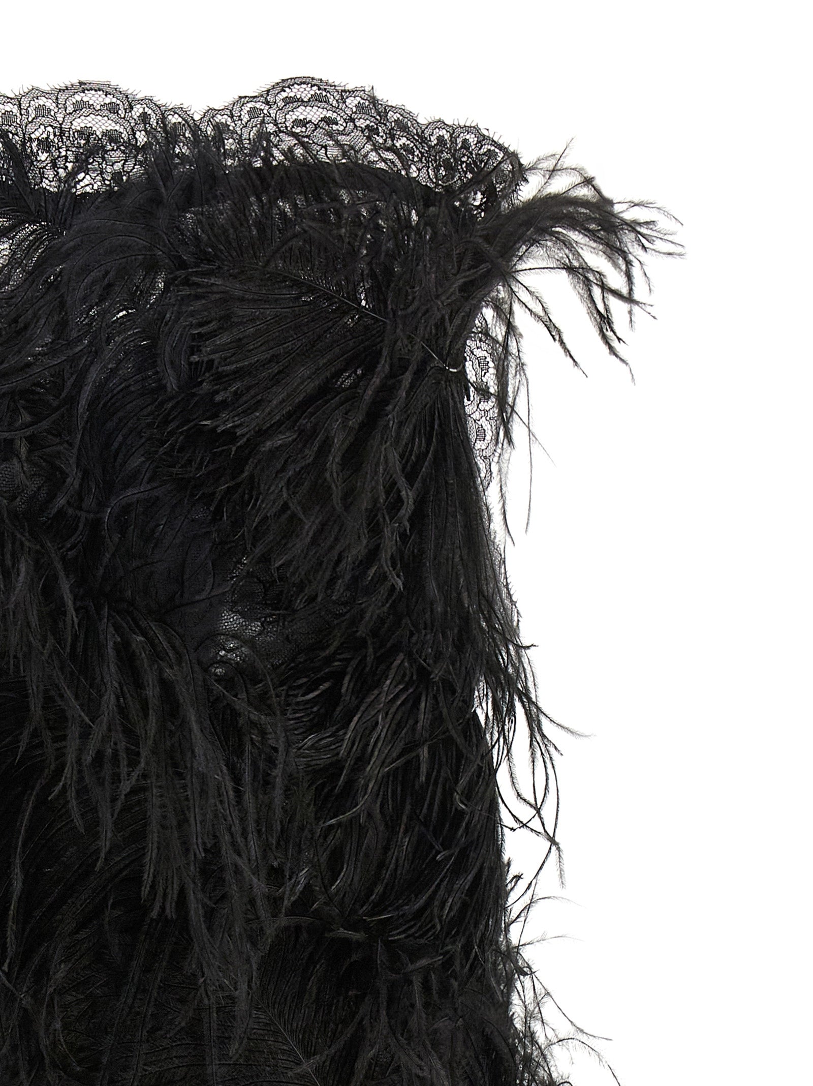 The Attico Lace And Feather Dress