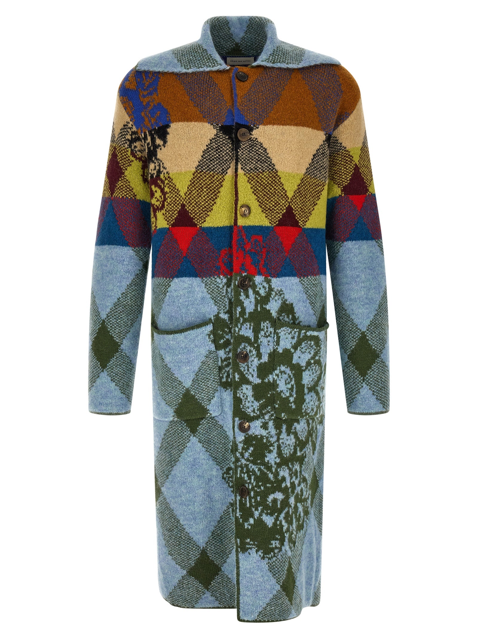 Dries Van Noten  Patchwork Intarsia Cardigan