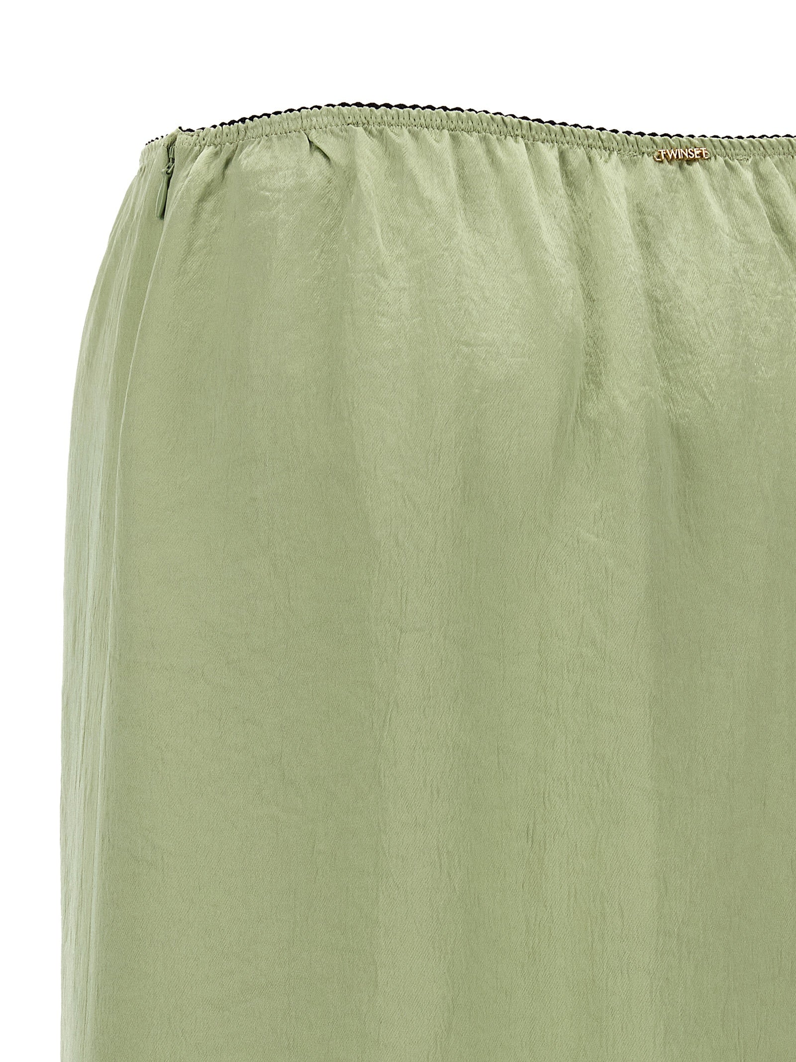 Twin Set Satin Froissé And Lace Skirt