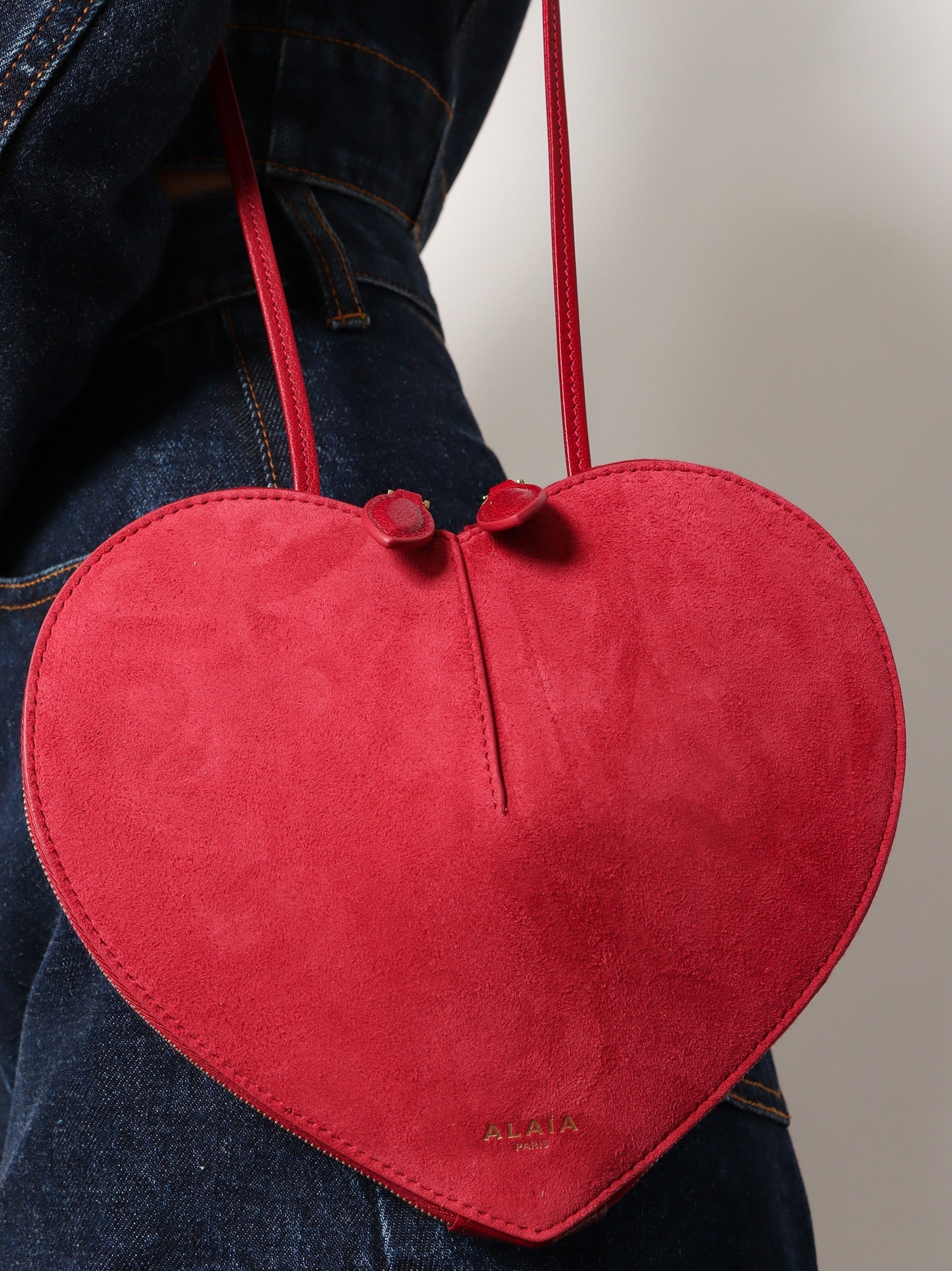 Alaïa Le Coeur Suede Crossbody Bag
