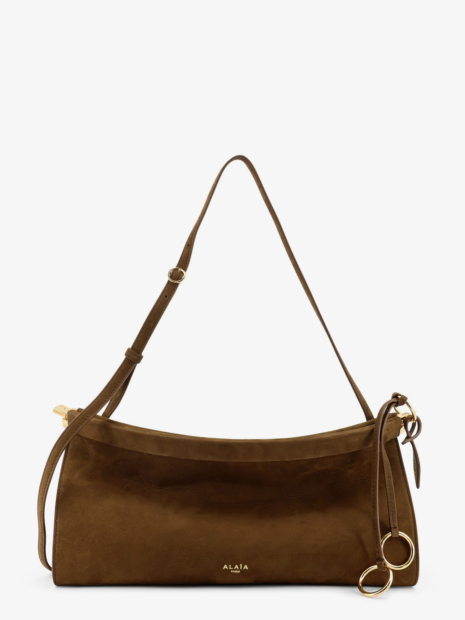 Alaïa East West Leather Shoulder Bag With Engraved Logo Lettering
