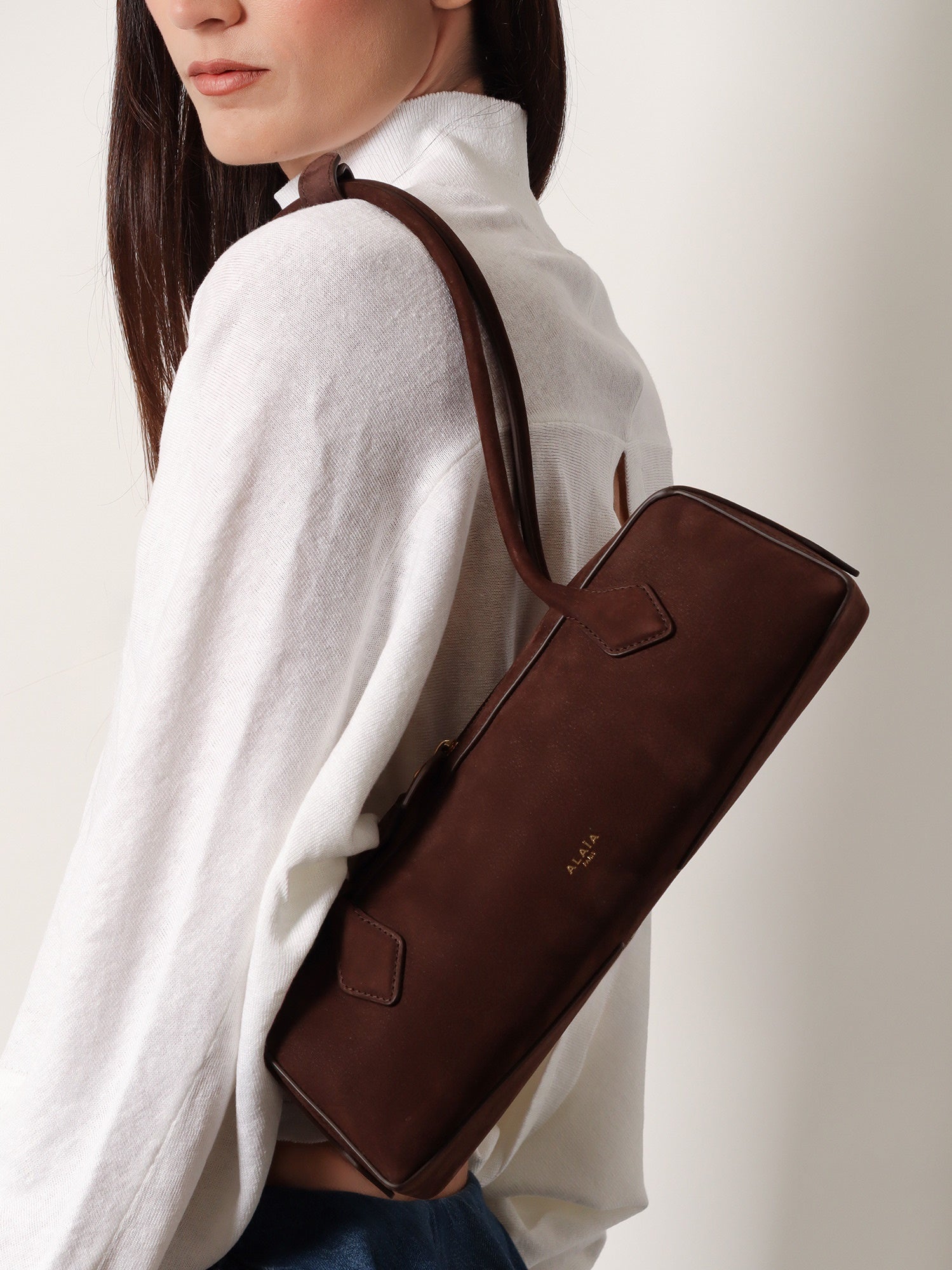 Alaïa Teckel Medium Suede Shoulder Bag