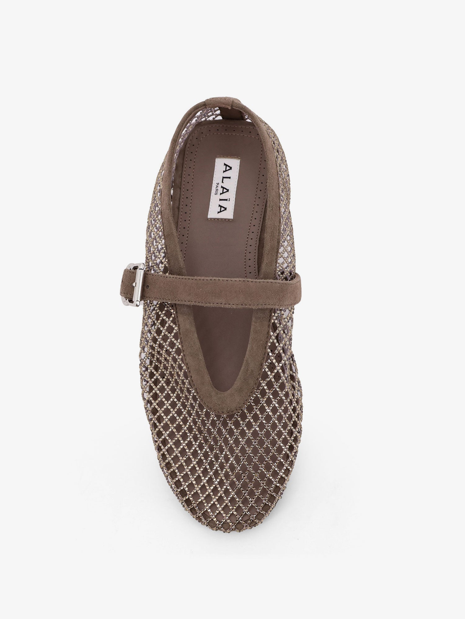 Alaïa Flat Mesh Ballerinas With Rhinestone Detail