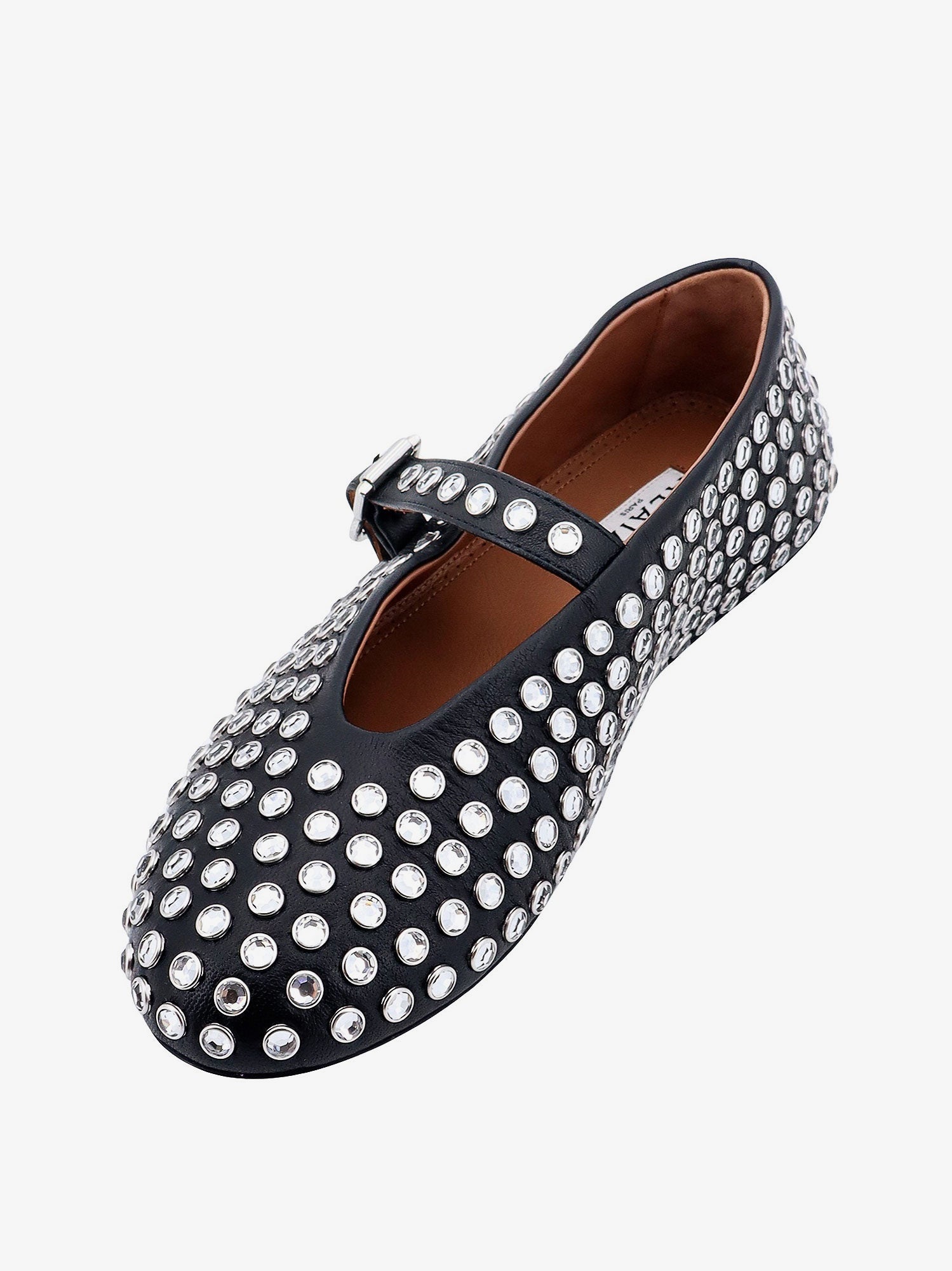 Alaïa Leather Ballet Flats With Rhinestones
