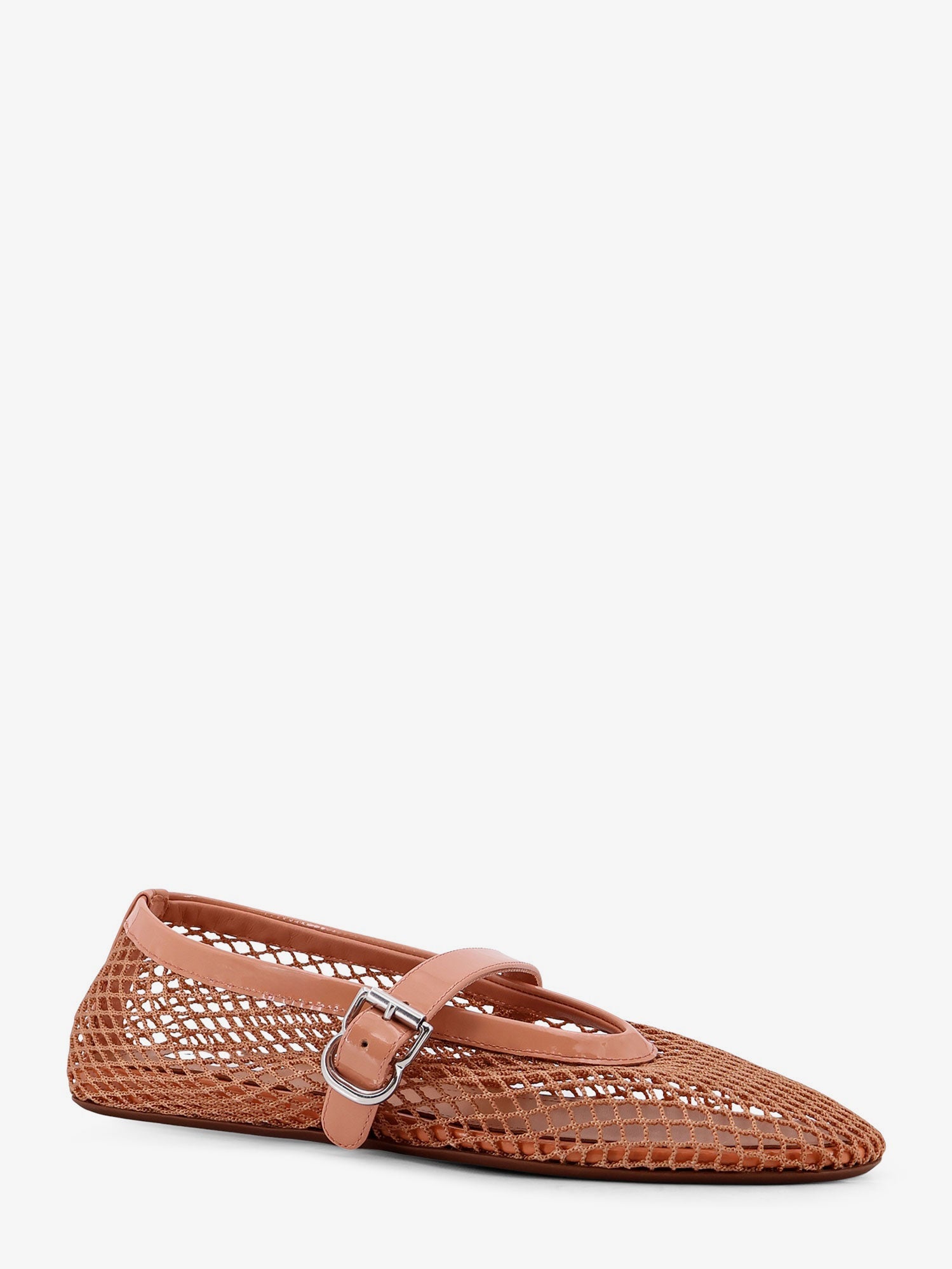 Alaïa Fishnet Ballet Flats With Leather Profiles