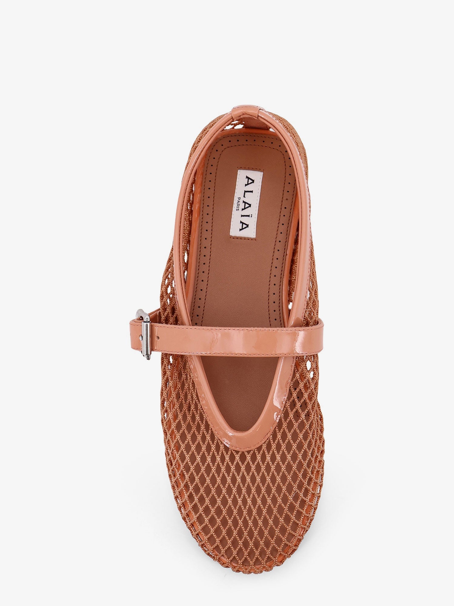 Alaïa Fishnet Ballet Flats With Leather Profiles