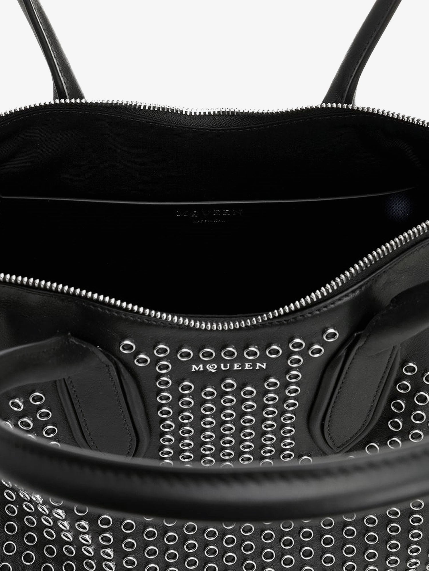 Alexander McQueen Manta Leather Shoulder Bag With All-over Metal Details