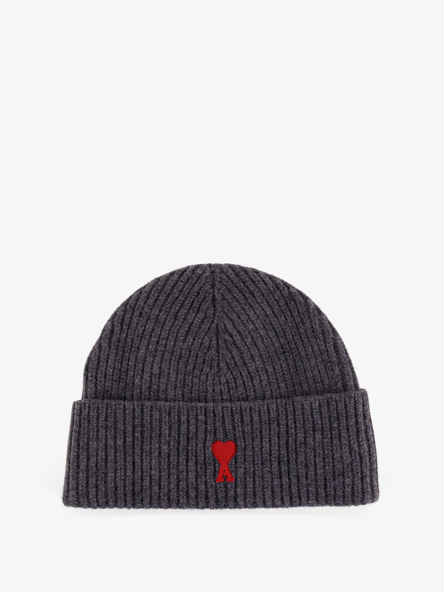 AMI Paris Virgin Wool Hat With Embroidered Logo On The Front