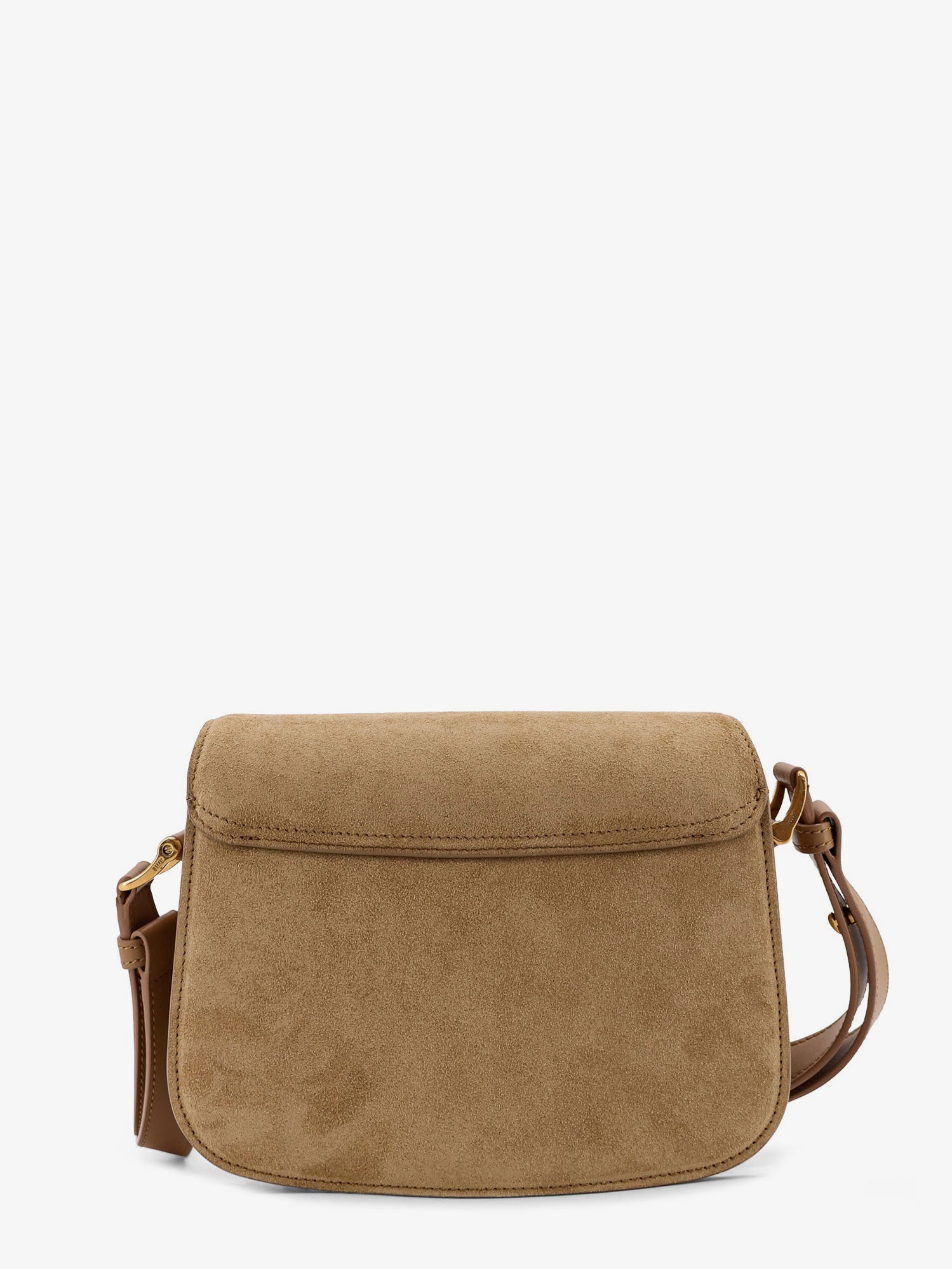 AMI Paris Suede Shoulder Bag With Metal Logo On The Front