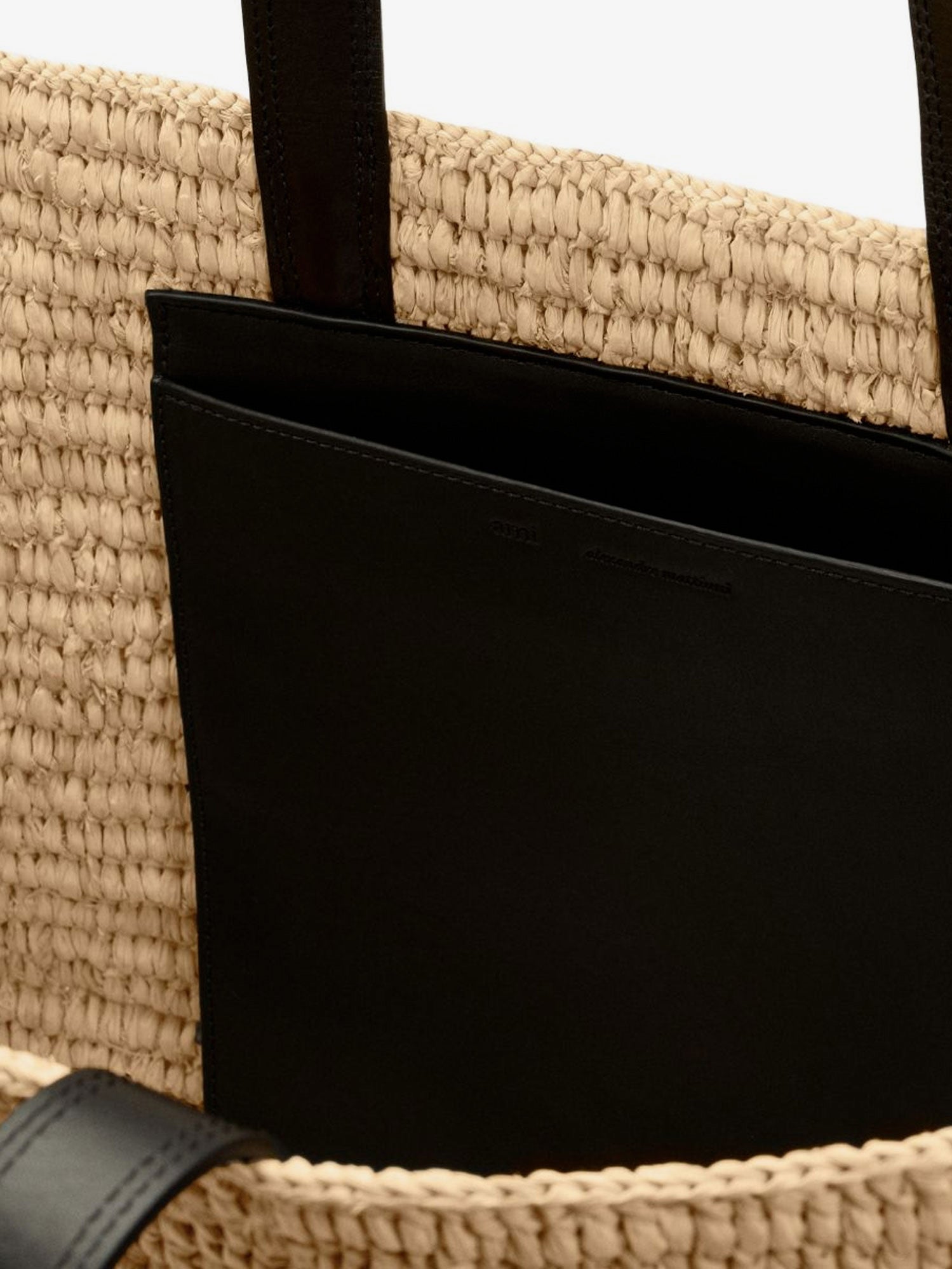 AMI Paris Ami De Coeur Raffia Shoulder Bag