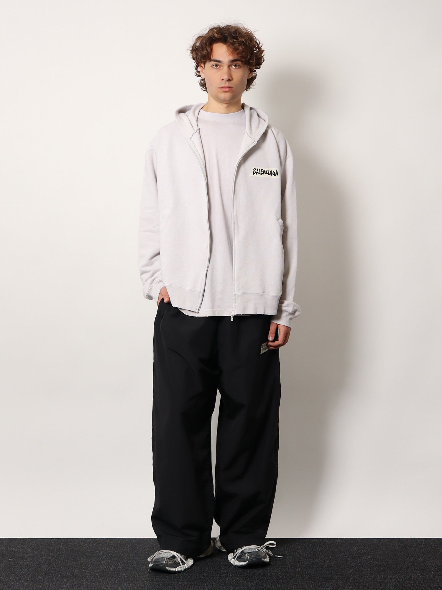 Balenciaga Over Zip-up Hoodie Cotton Sweatshirt