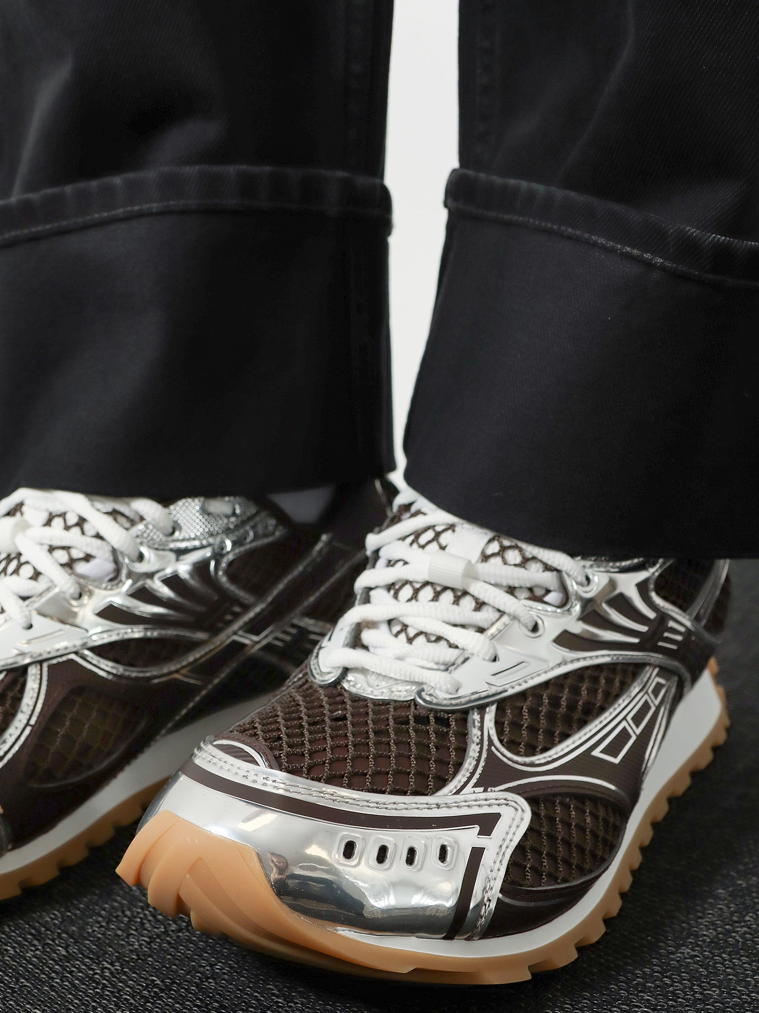 Bottega Veneta Orbit Mesh Sneakers With Rubber Inserts