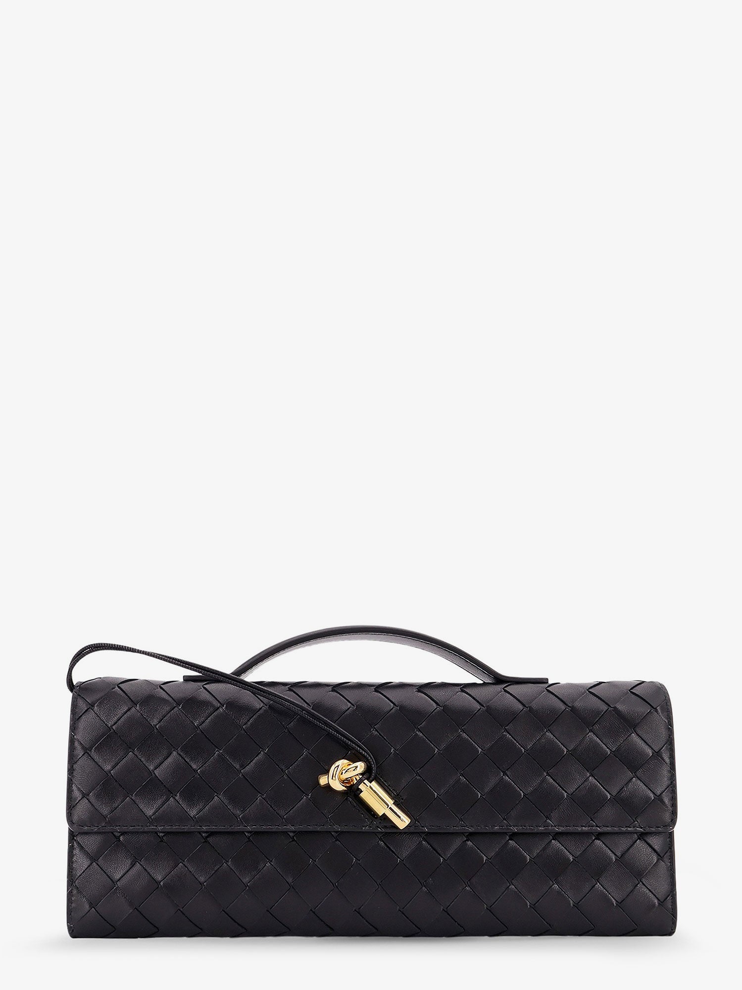 Bottega Veneta Andiamo Leather Clutch With Intrecciato Pattern