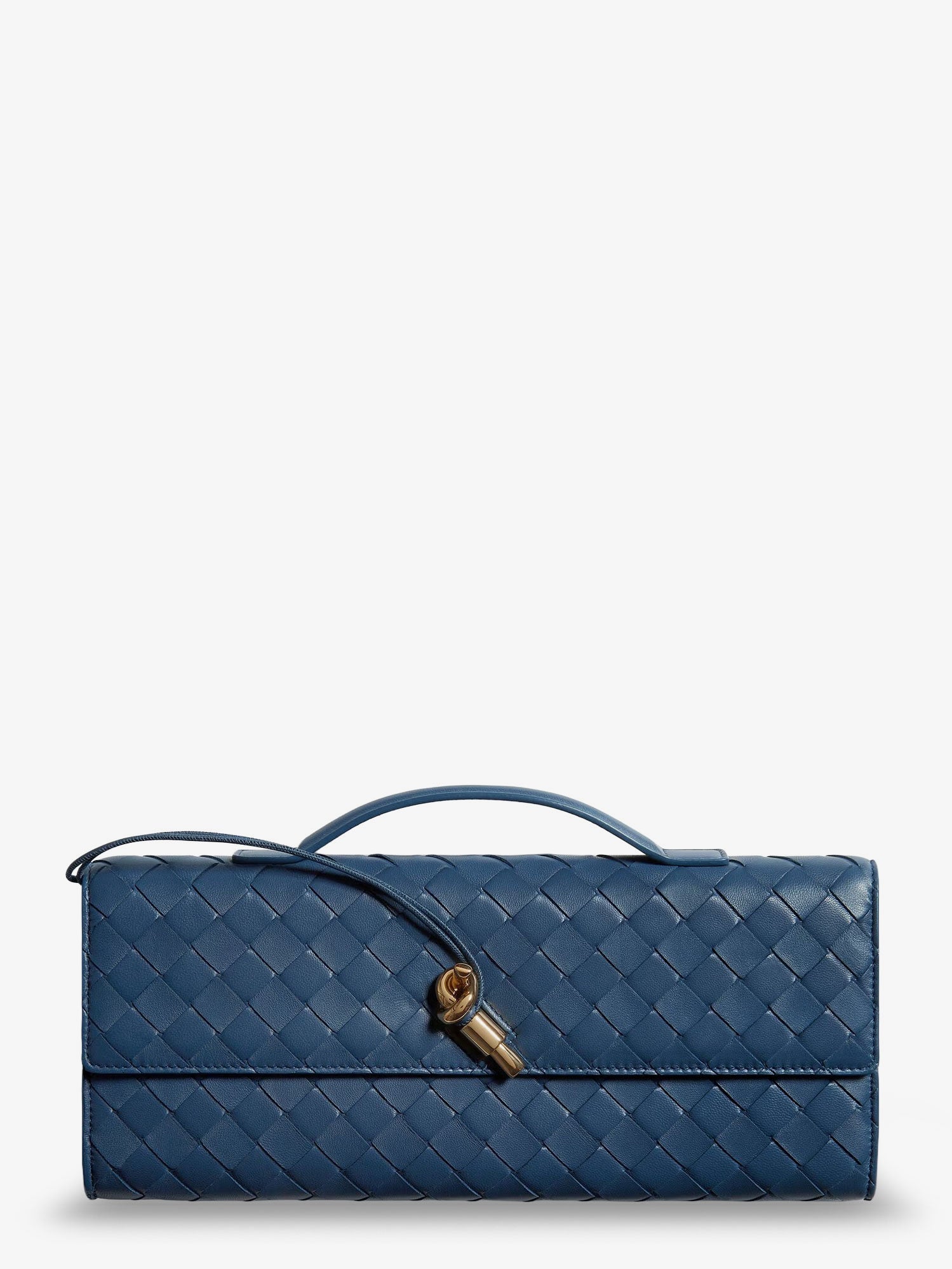 Bottega Veneta Andiamo Leather Clutch With Intrecciato Pattern