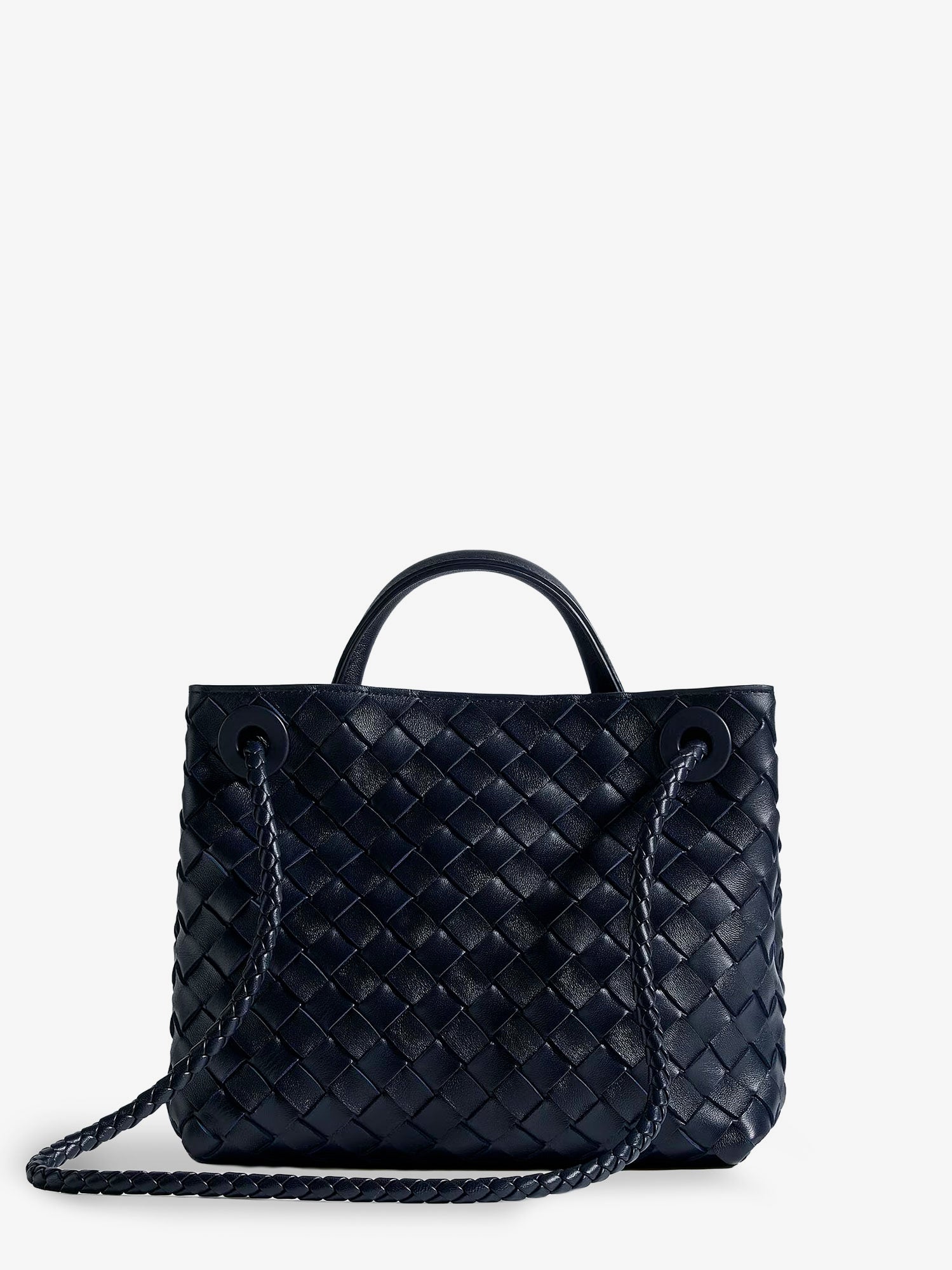 Bottega Veneta Andiamo Leather Shoulder Bag With Intrecciato Motif