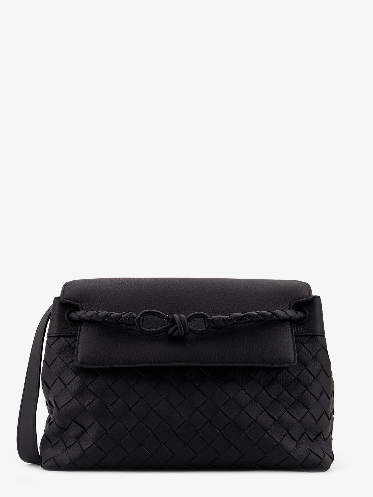 Bottega Veneta Andiamo Leather Shoulder Bag With Intrecciato Pattern