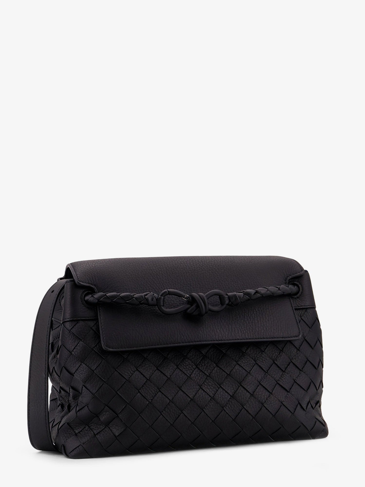Bottega Veneta Andiamo Leather Shoulder Bag With Intrecciato Pattern