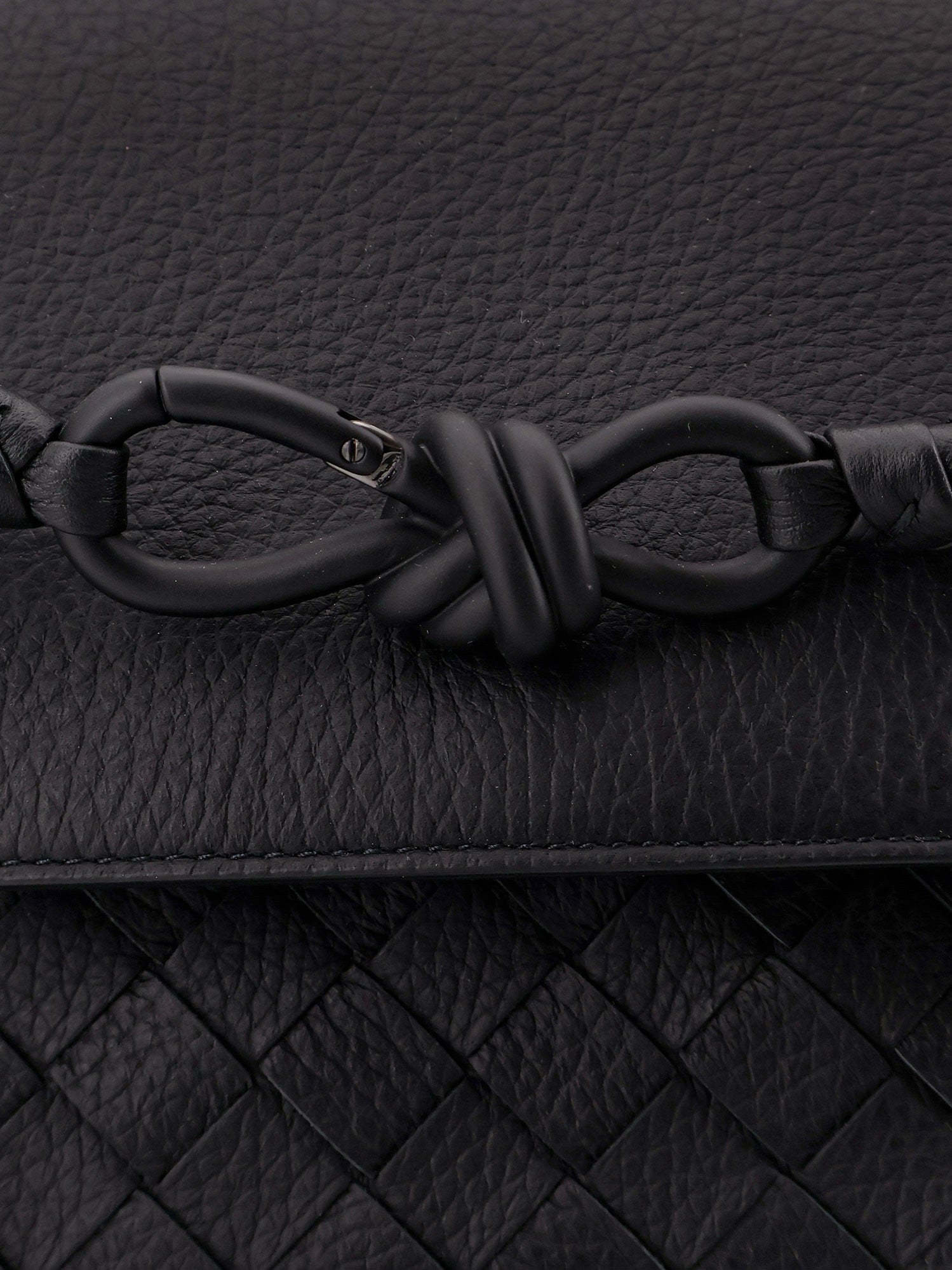 Bottega Veneta Andiamo Leather Shoulder Bag With Intrecciato Pattern