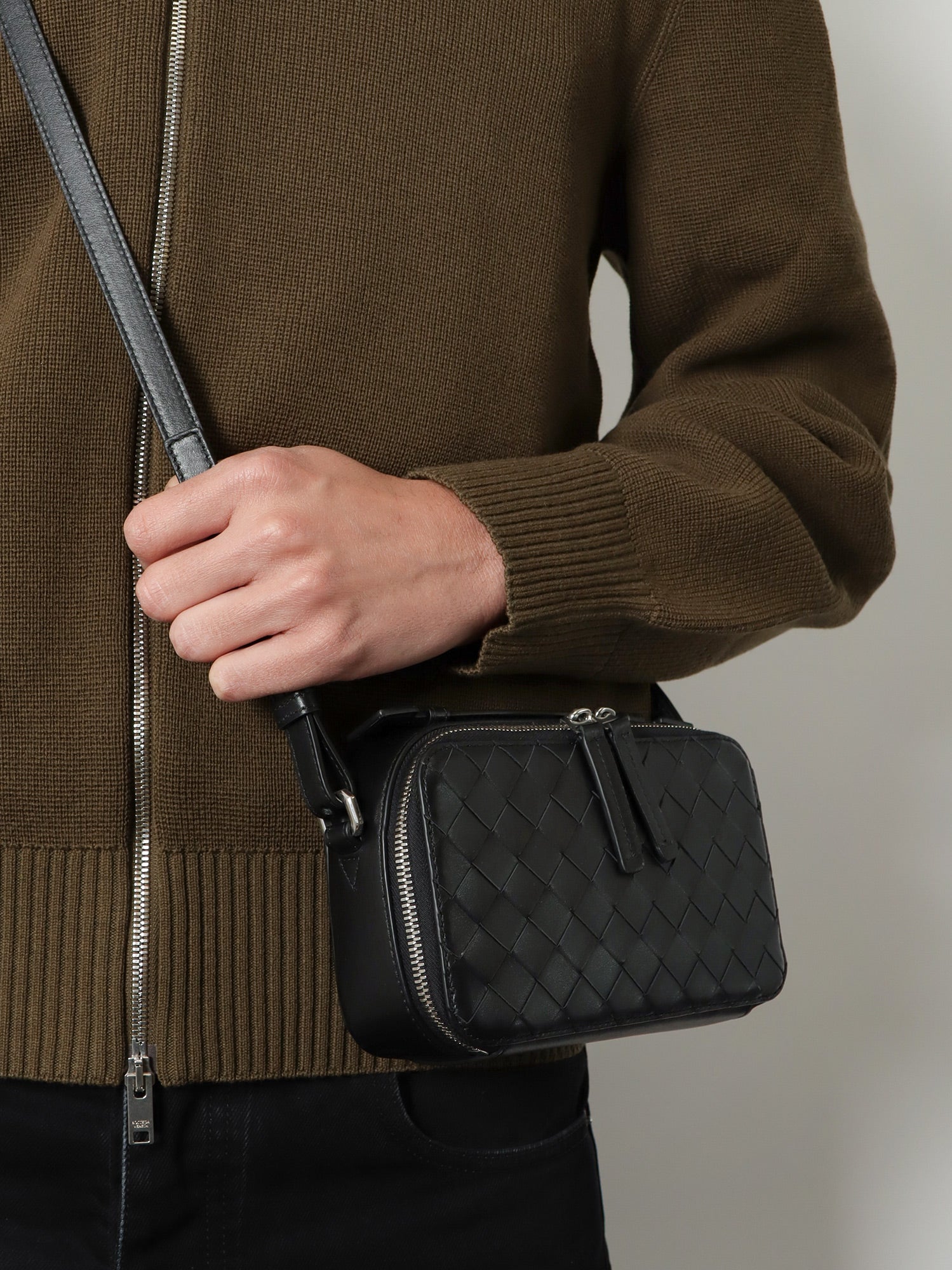 Bottega Veneta Leather Clutch Bag With Intrecciato Motif