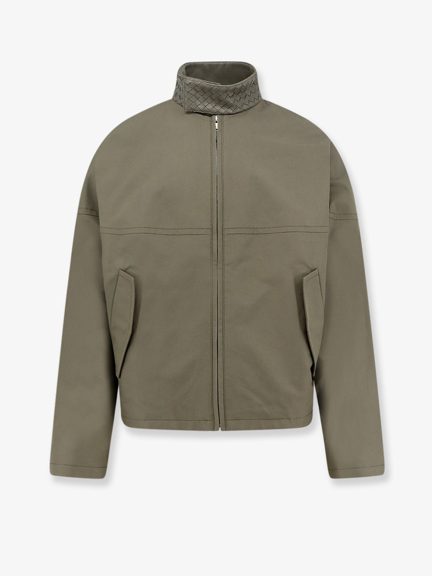 Bottega Veneta Cotton Jacket With Intrecciato Leather Detail