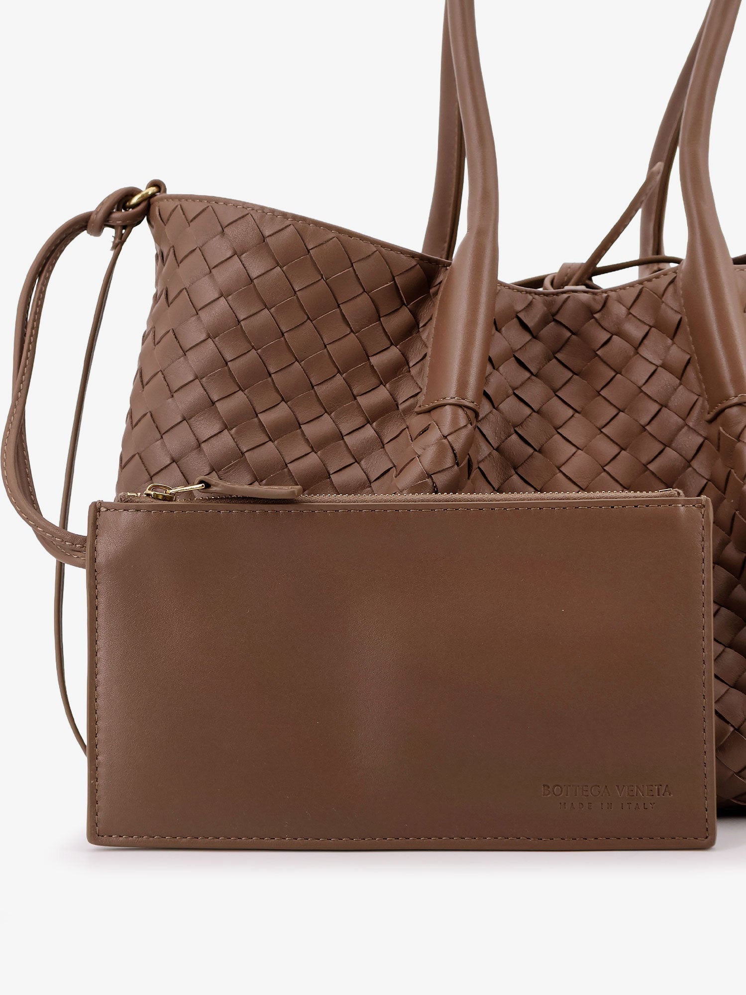 Bottega Veneta Pinacoteca Leather Handbag With Intrecciato Motif