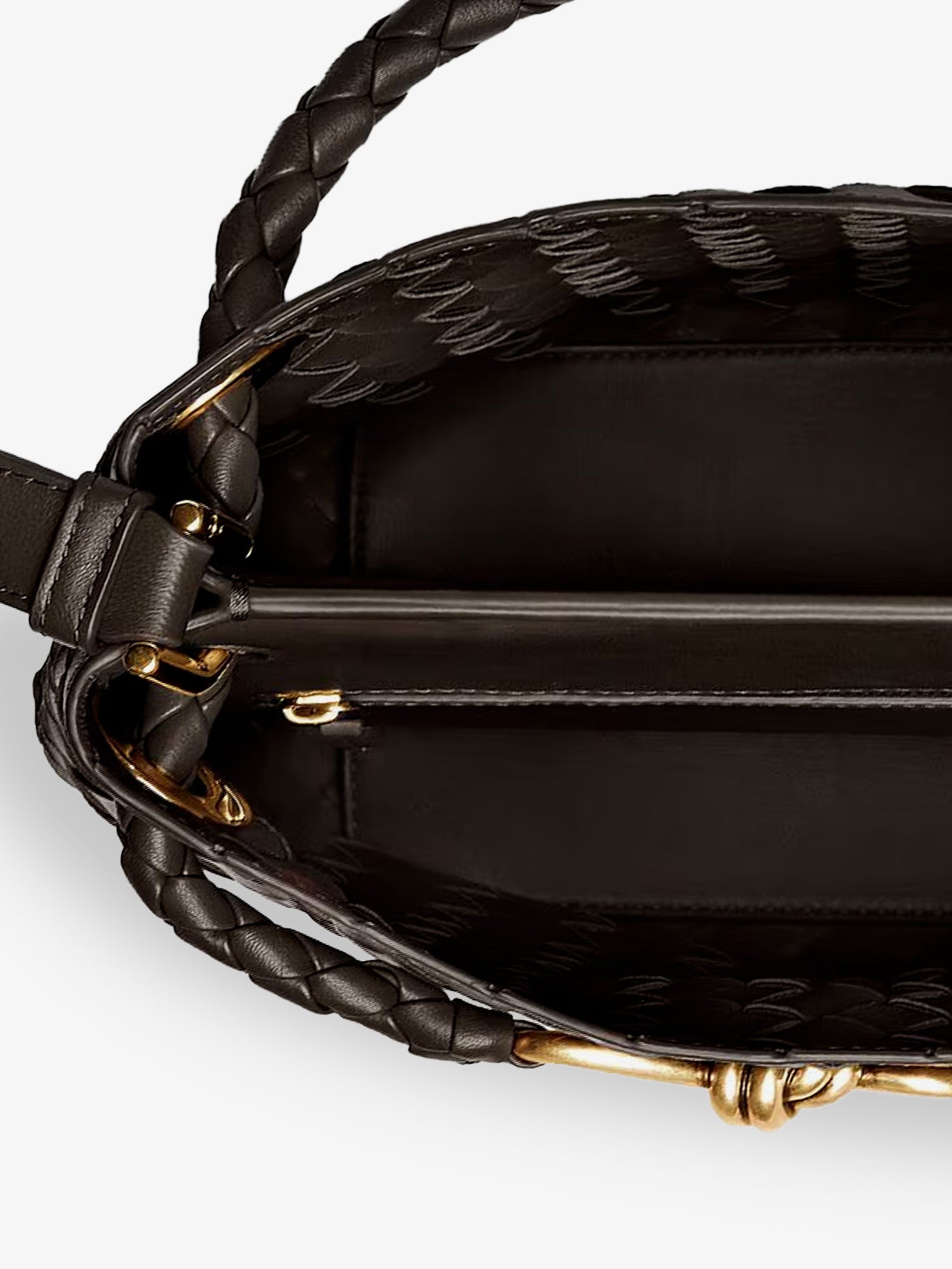 Bottega Veneta Andiamo Bucket Leather Crossbody Bag With Intrecciato Pattern