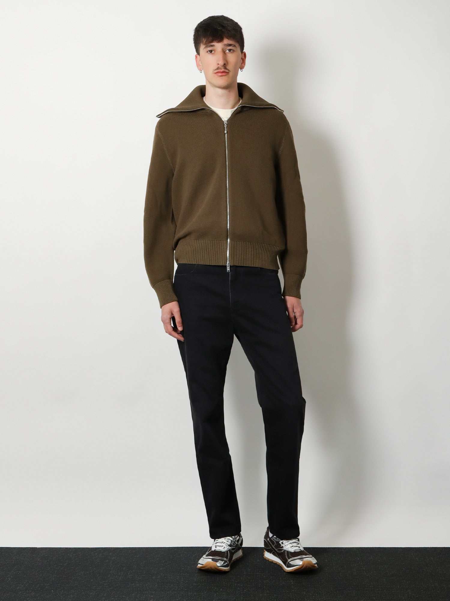 Bottega Veneta Black Denim Trousers With Back Leather Patch