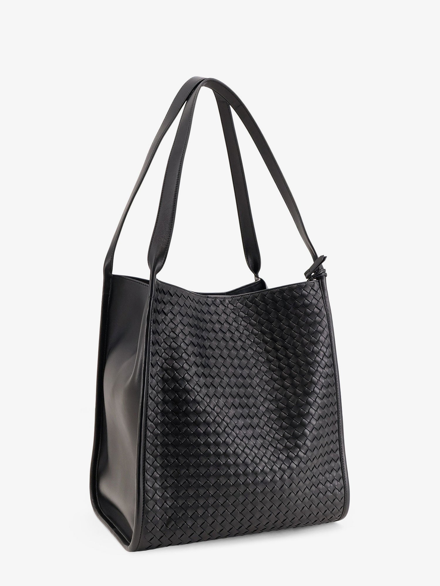 Bottega Veneta Corriere Leather Shoulder Bag With Intrecciato Pattern