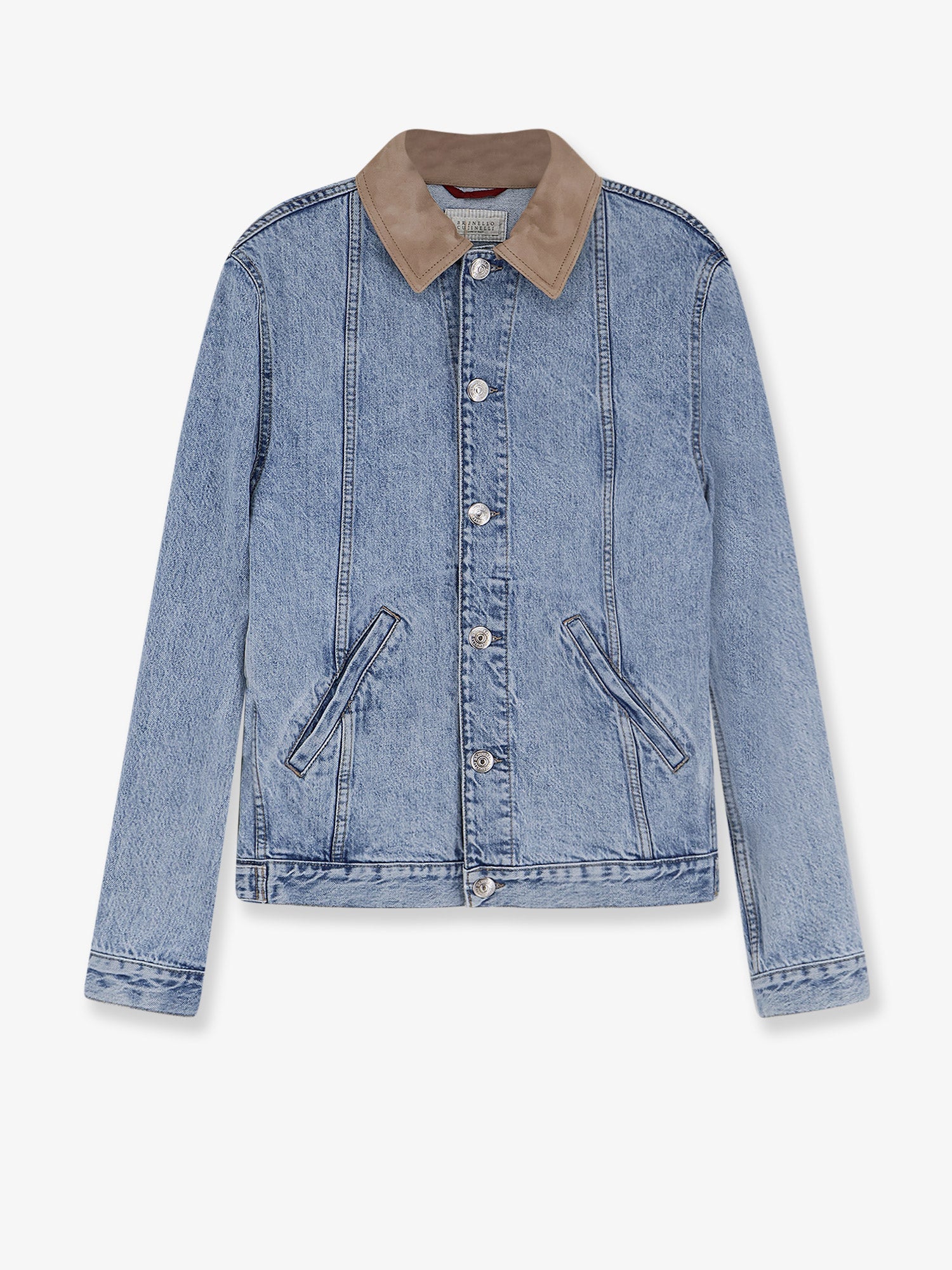Brunello Cucinelli Denim Jacket With Suede Collar
