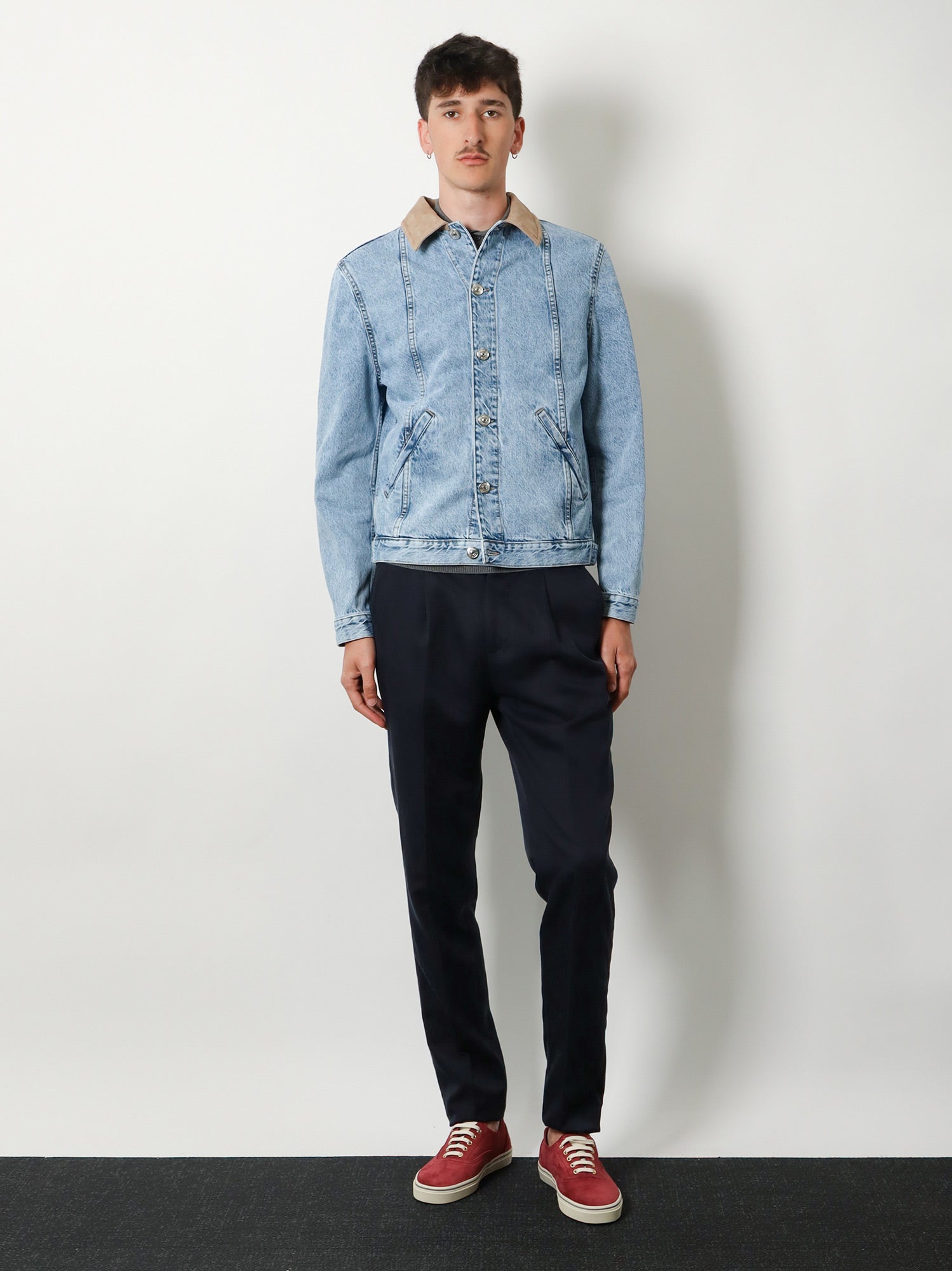 Brunello Cucinelli Denim Jacket With Suede Collar