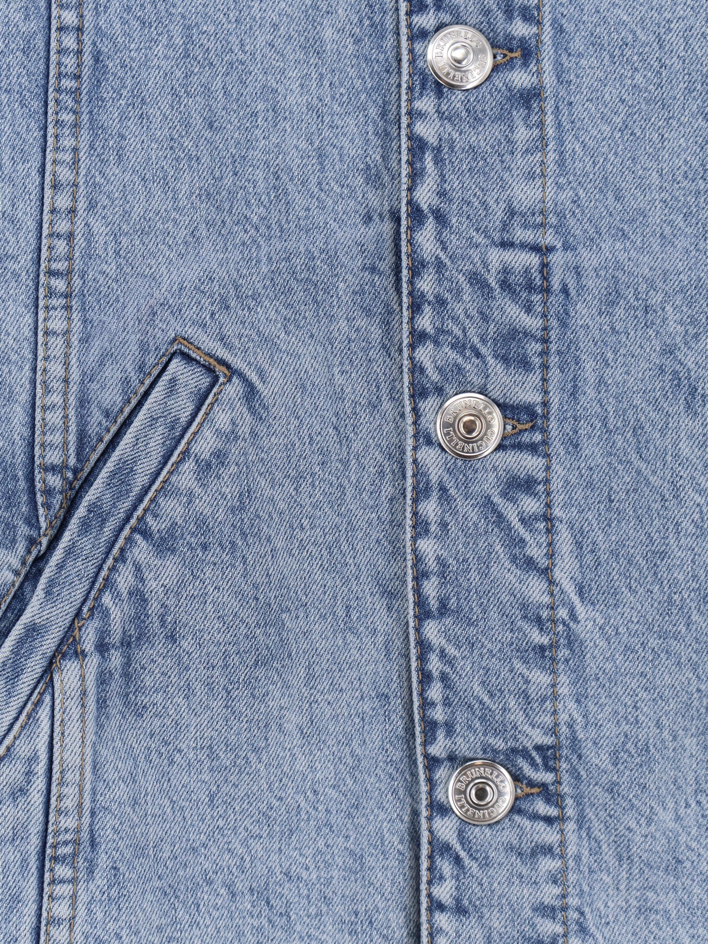 Brunello Cucinelli Denim Jacket With Suede Collar