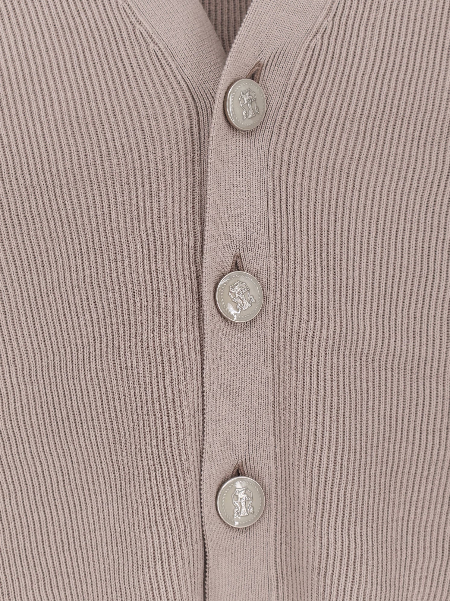 Brunello Cucinelli Cotton Cardigan With Metal Logoed Buttons