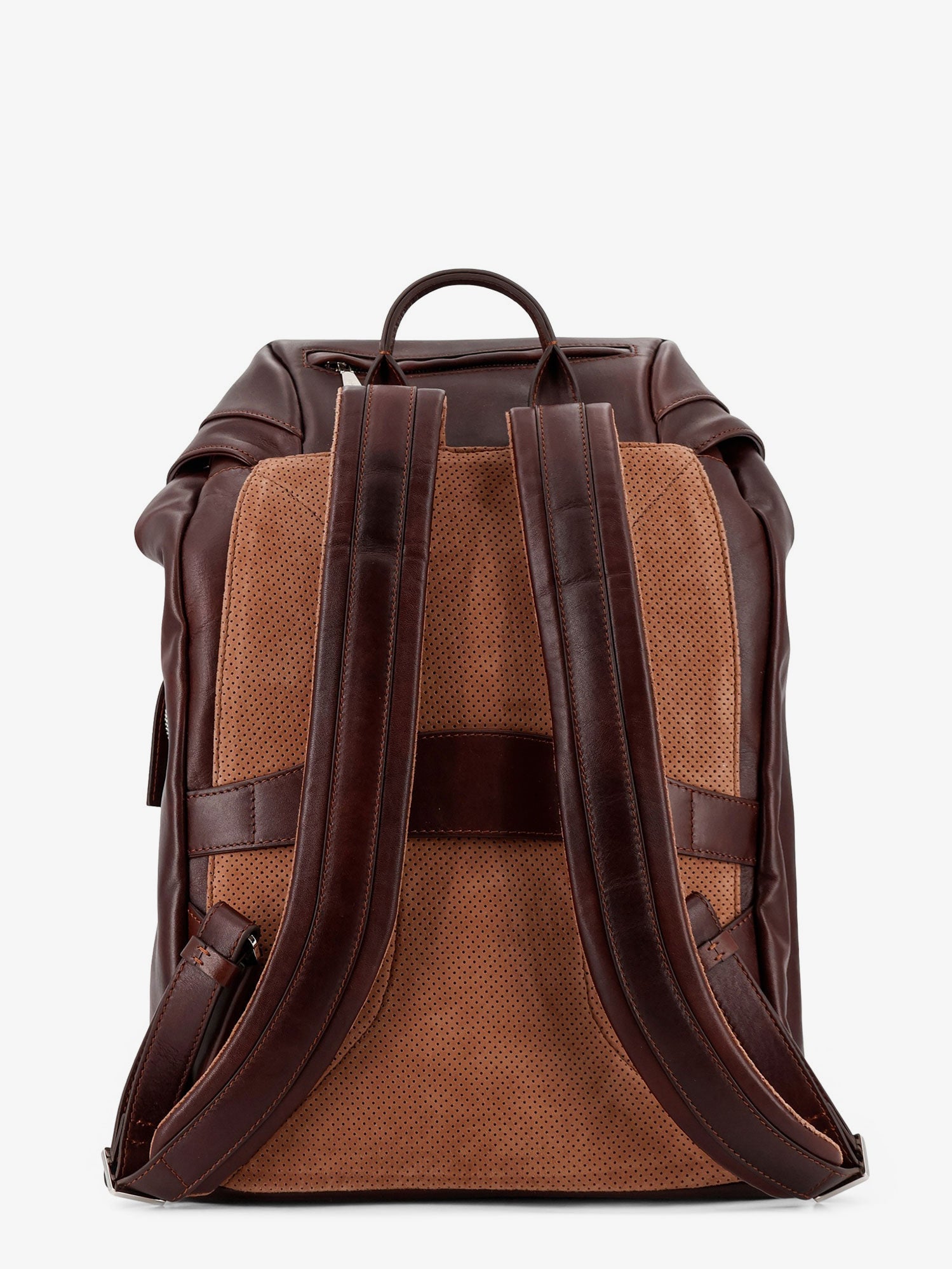 Brunello Cucinelli Leather Backpack With Front Lettering Logo