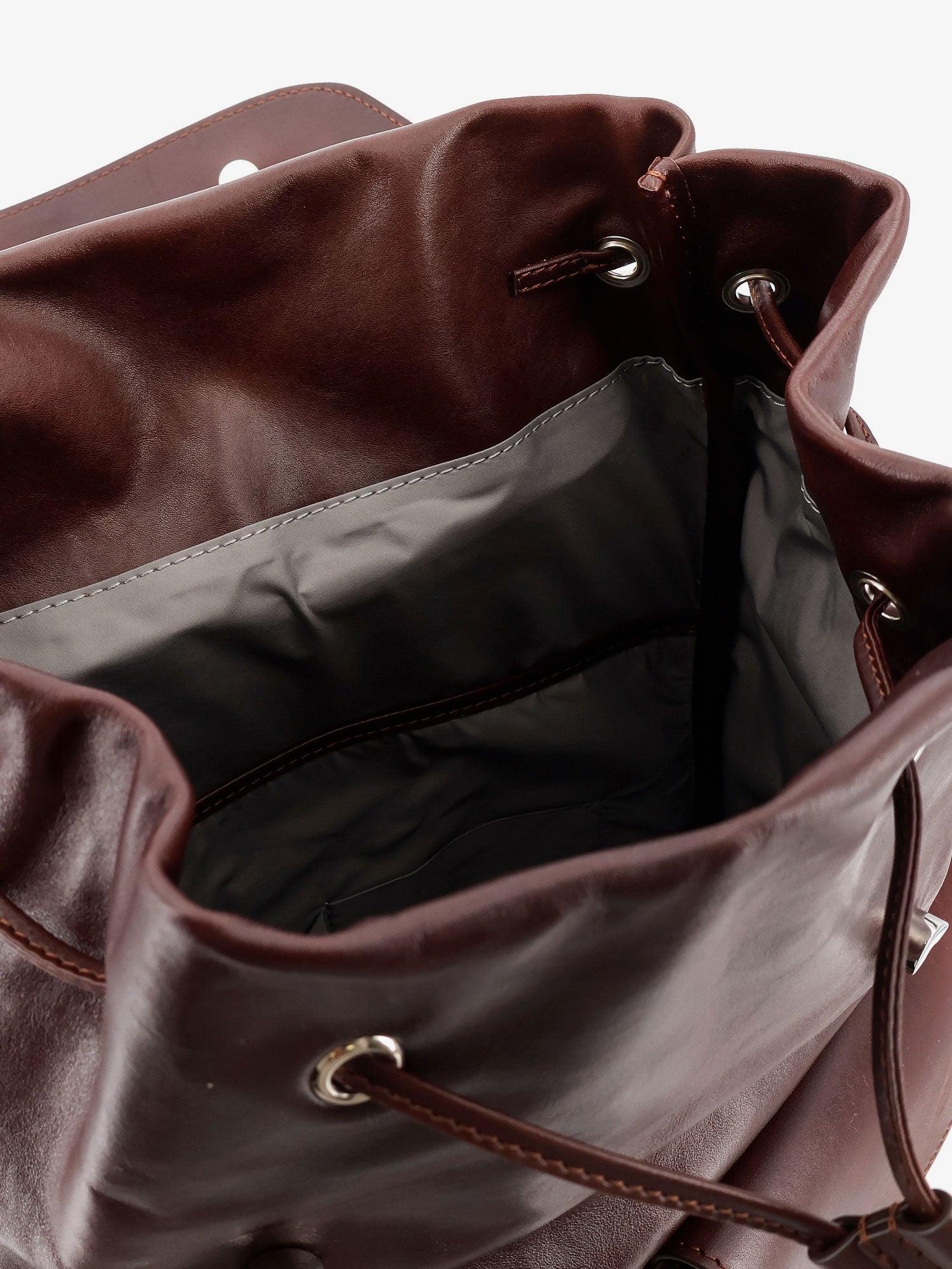 Brunello Cucinelli Leather Backpack With Front Lettering Logo