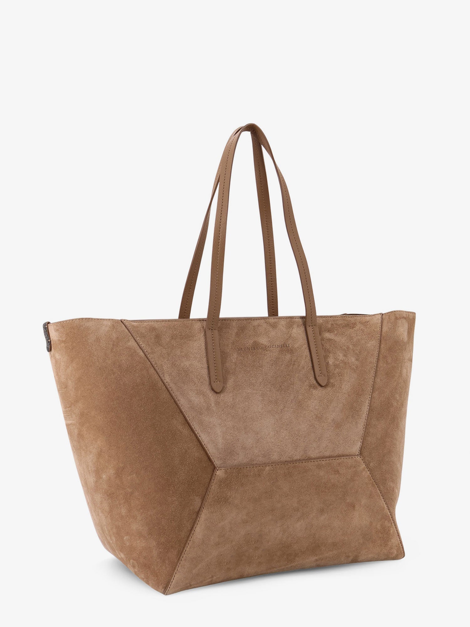 Brunello Cucinelli Bc Duo Suede Shoulder Bag With Engraved Logo