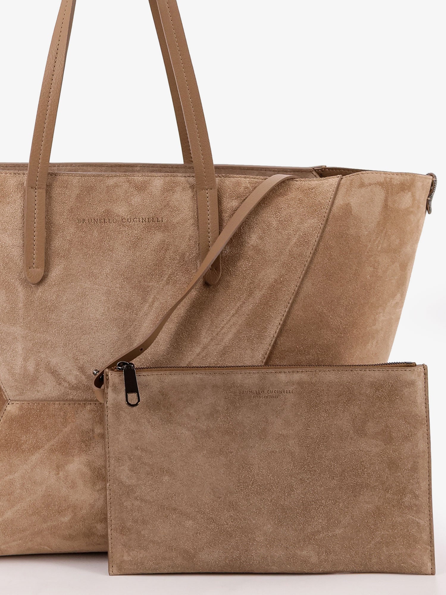 Brunello Cucinelli Bc Duo Suede Shoulder Bag With Engraved Logo