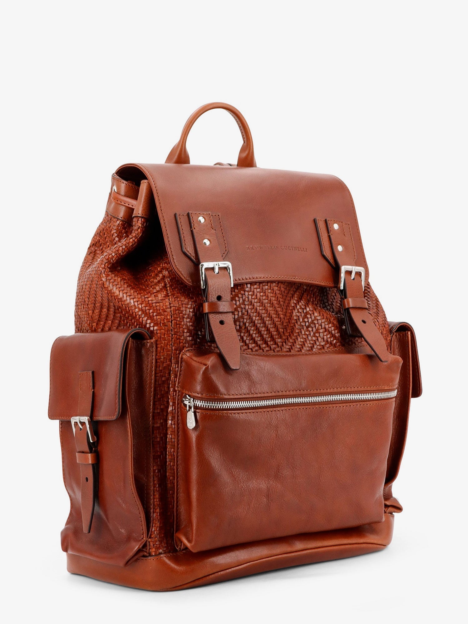 Brunello Cucinelli City Leather Backpack With Engraved Lettering Logo
