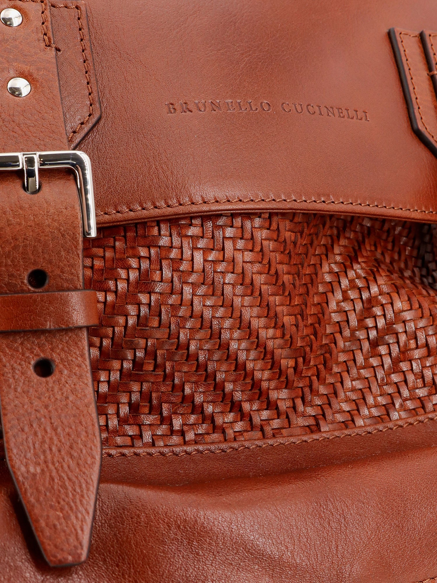 Brunello Cucinelli City Leather Backpack With Engraved Lettering Logo