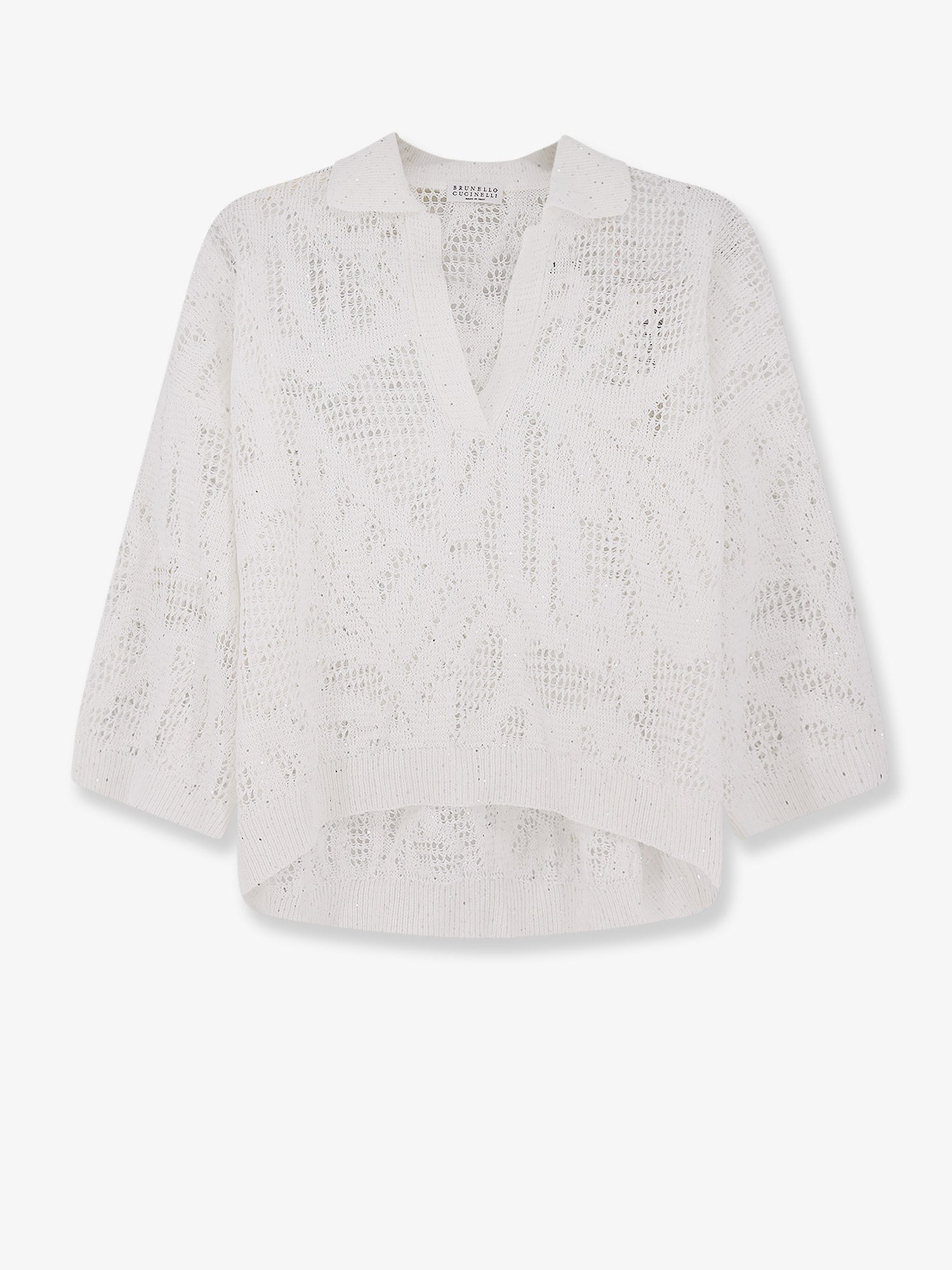 Brunello Cucinelli Linen And Cotton Sweater With All-over Sequin Motif