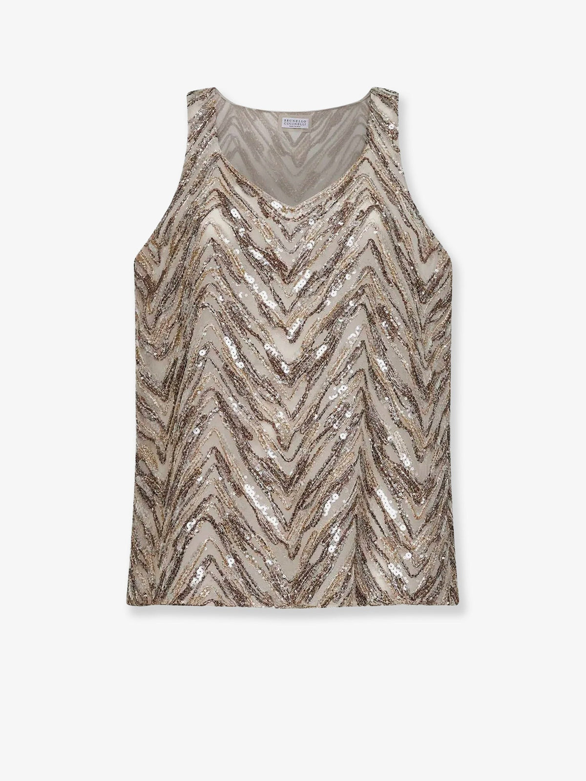Brunello Cucinelli Chevron Sequin Top