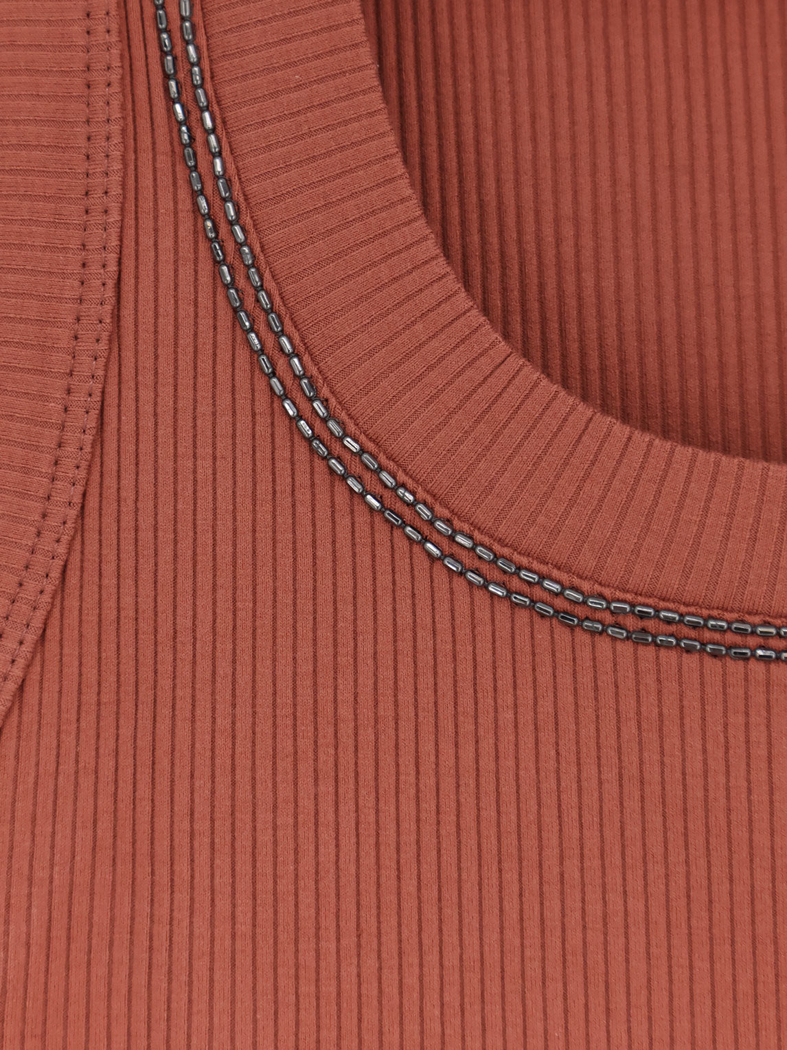 Brunello Cucinelli Cotton Tank Top With Shiny Trim Profile