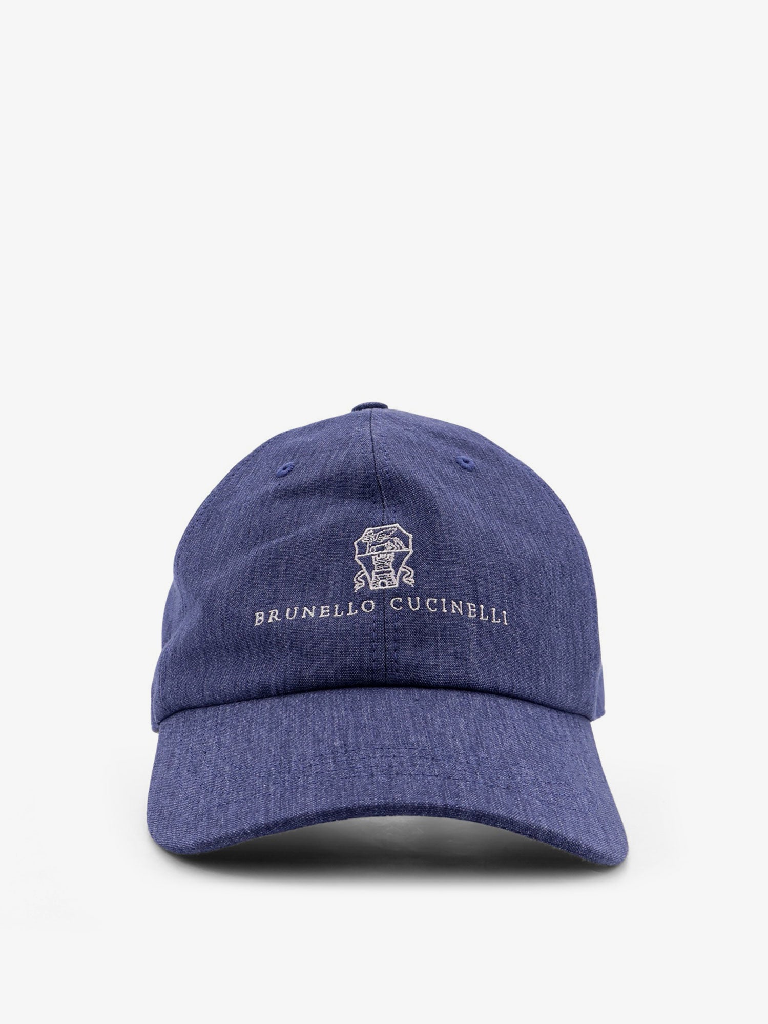 Brunello Cucinelli Denim Hat With Embroidered Logo On The Front