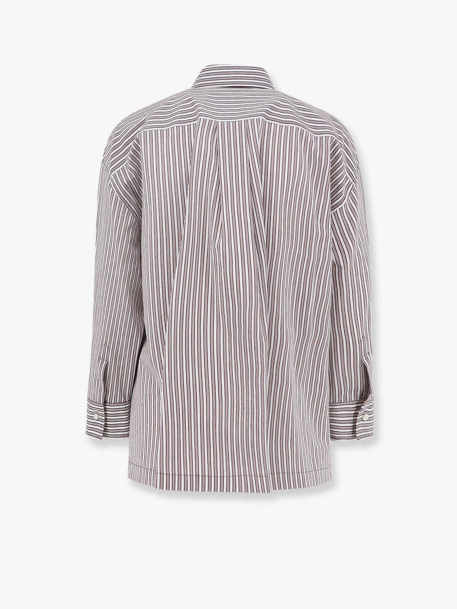 Brunello Cucinelli Cotton And Silk Blend Shirt With Striped Pattern