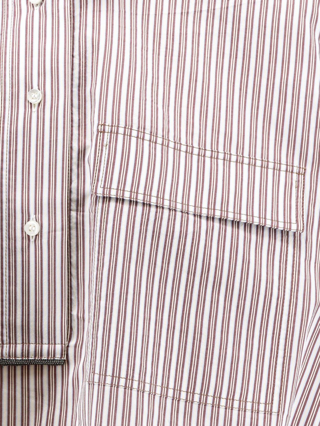 Brunello Cucinelli Cotton And Silk Blend Shirt With Striped Pattern